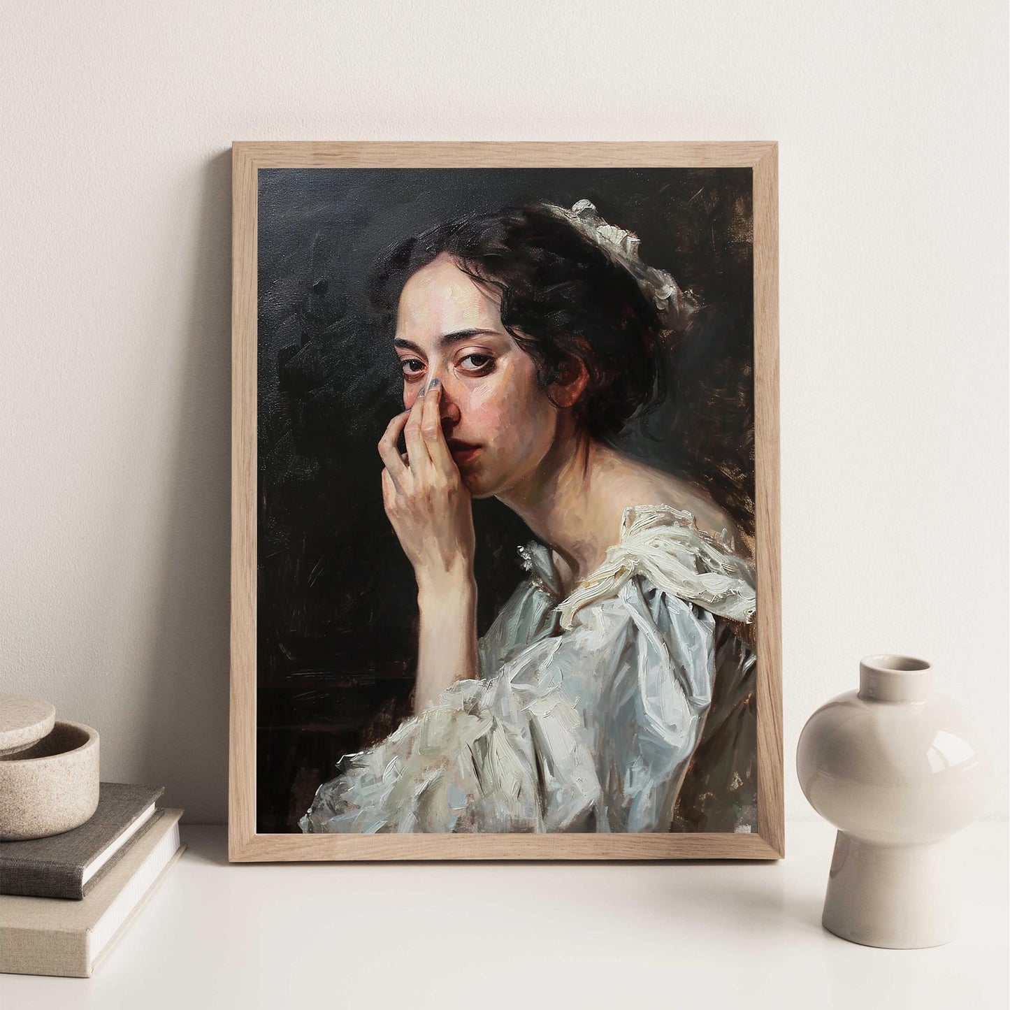 Funny Bathroom Art Print, Vintage Academia Portrait