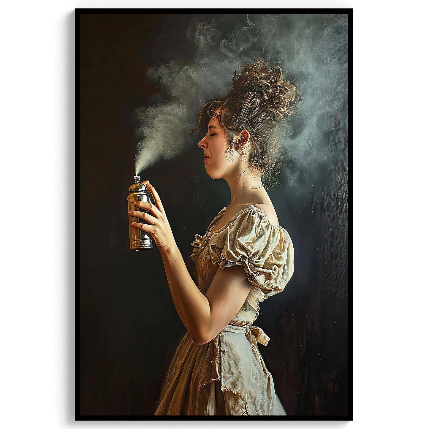 Funny Bathroom Art Print, Woman with Aerosol Can