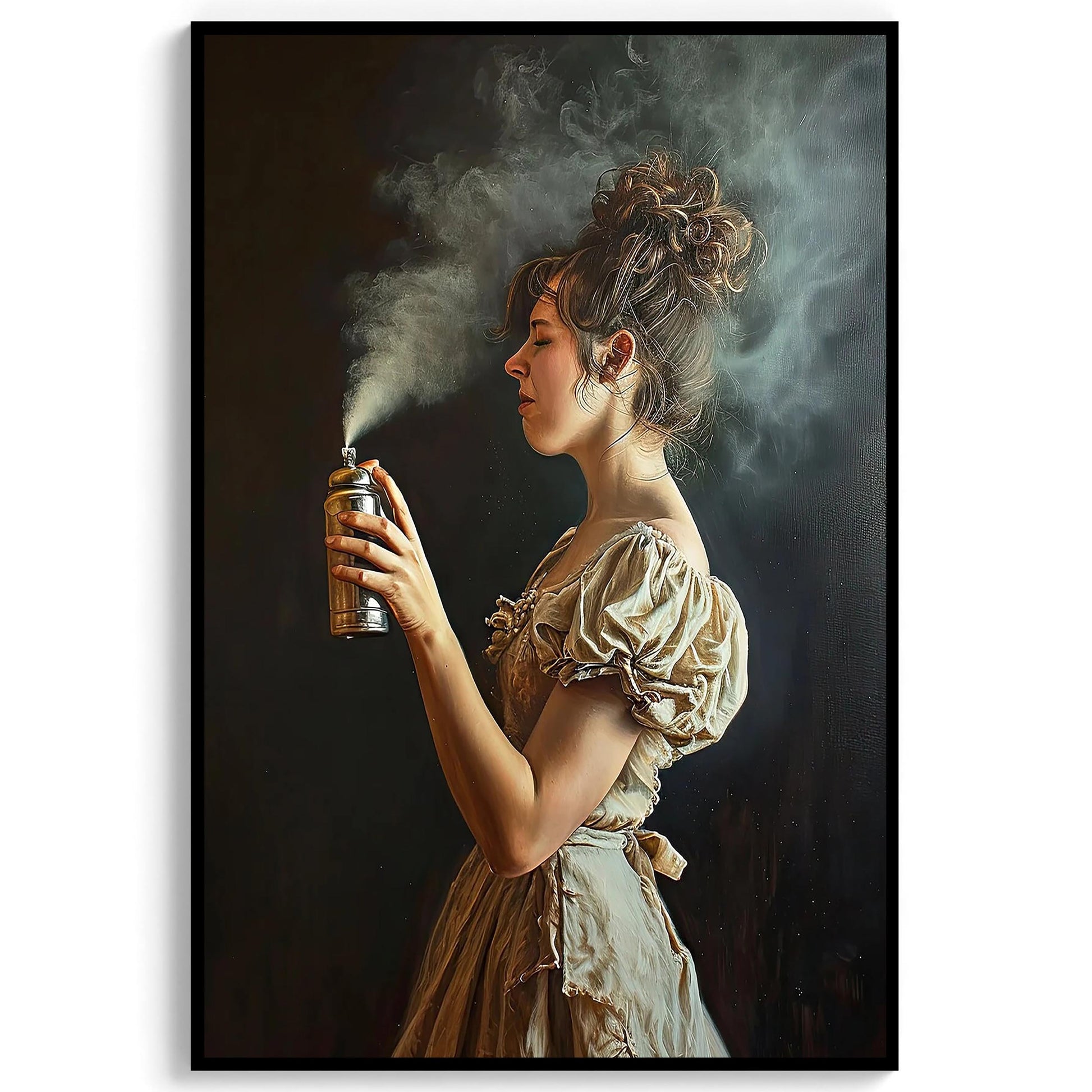Funny Bathroom Art Print, Woman with Aerosol Can