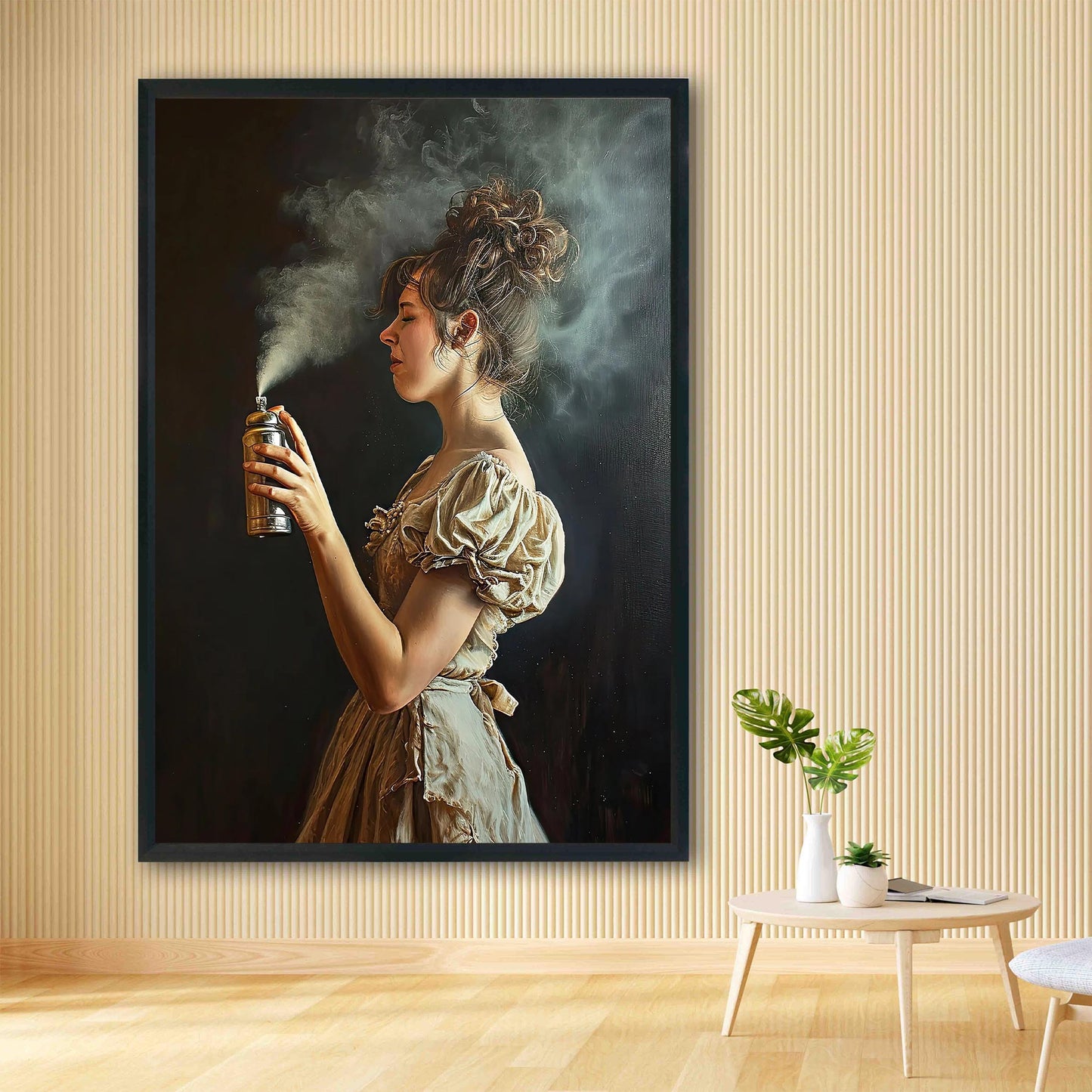 Funny Bathroom Art Print, Woman with Aerosol Can