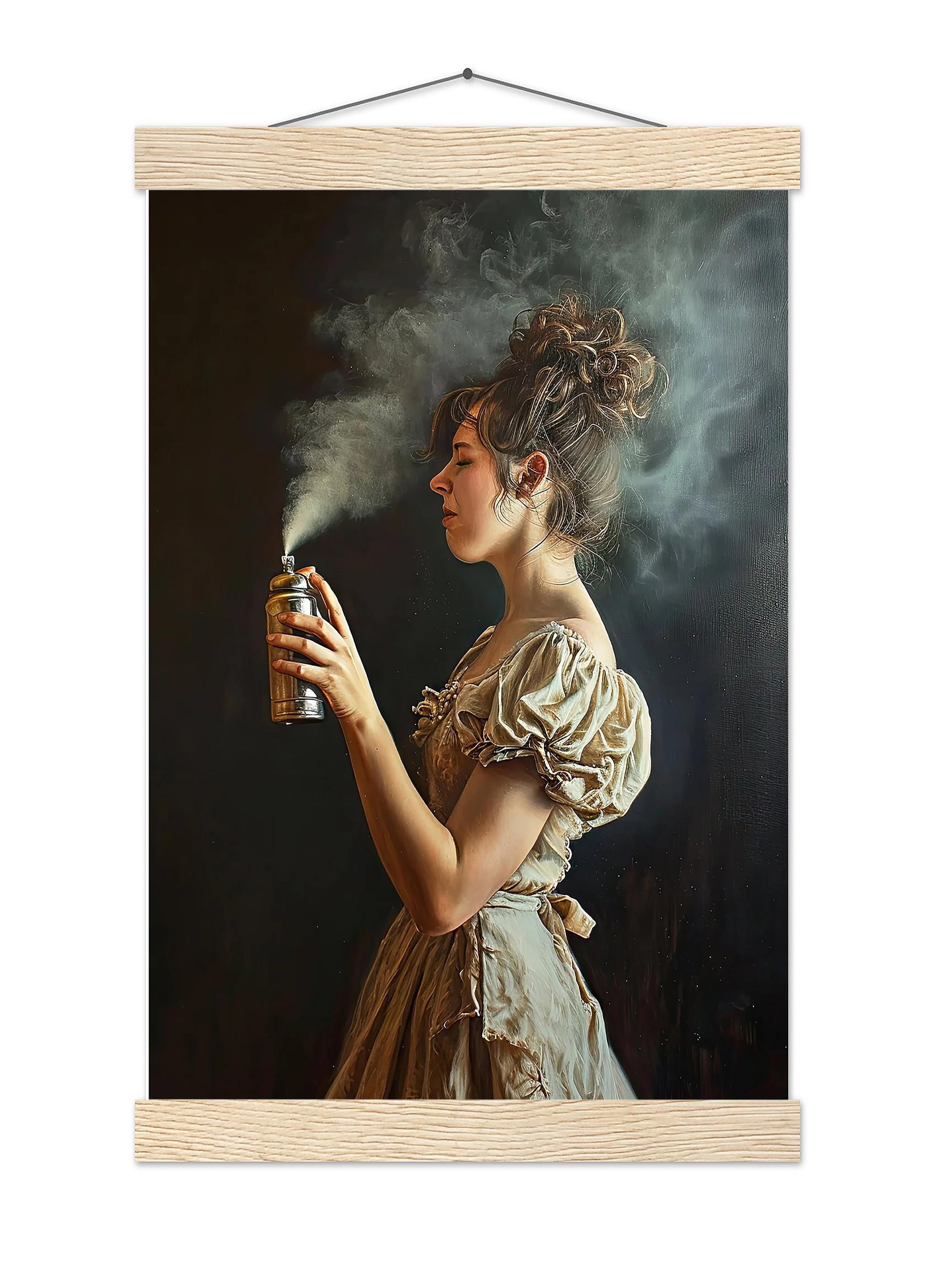 Funny Bathroom Art Print, Woman with Aerosol Can