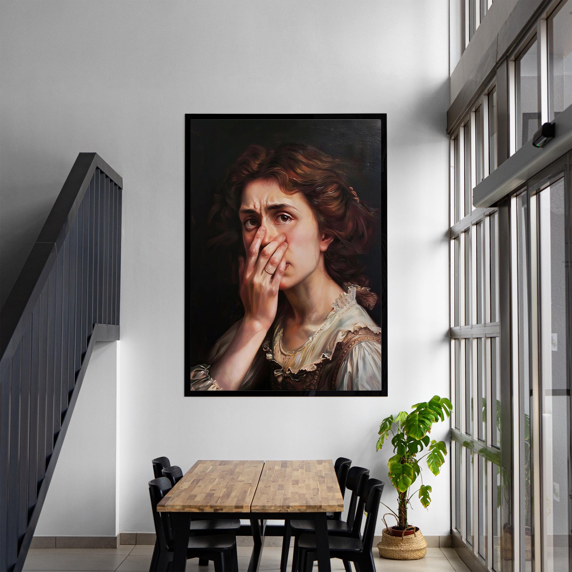 Funny Bathroom Art, Vintage Woman Portrait