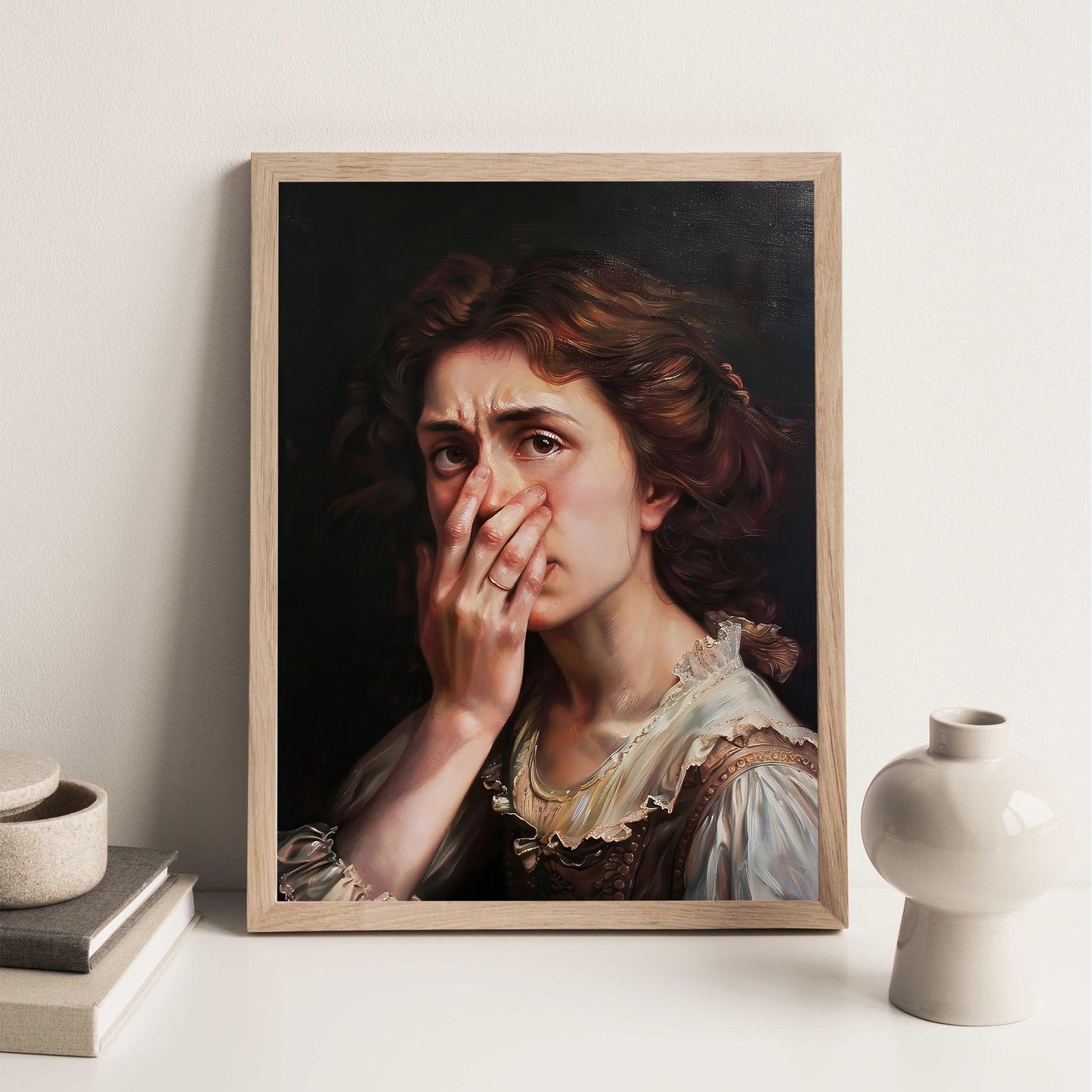 Funny Bathroom Art, Vintage Woman Portrait