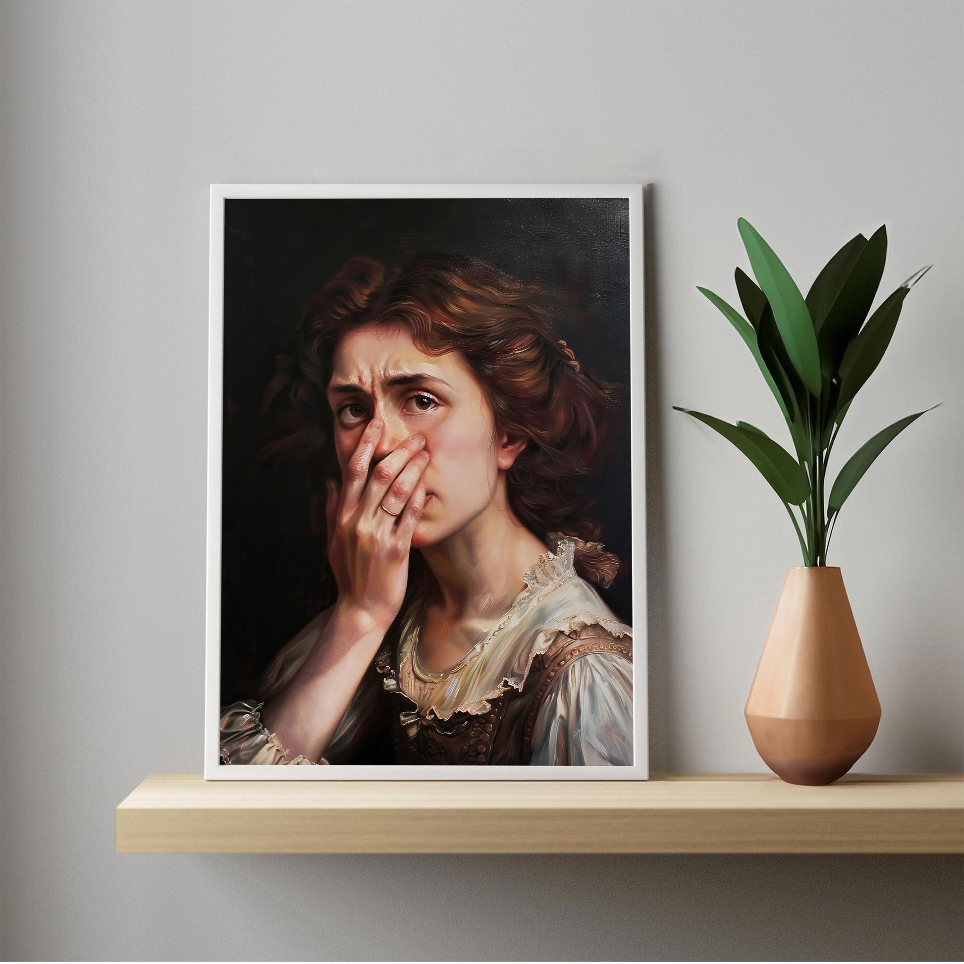 Funny Bathroom Art, Vintage Woman Portrait