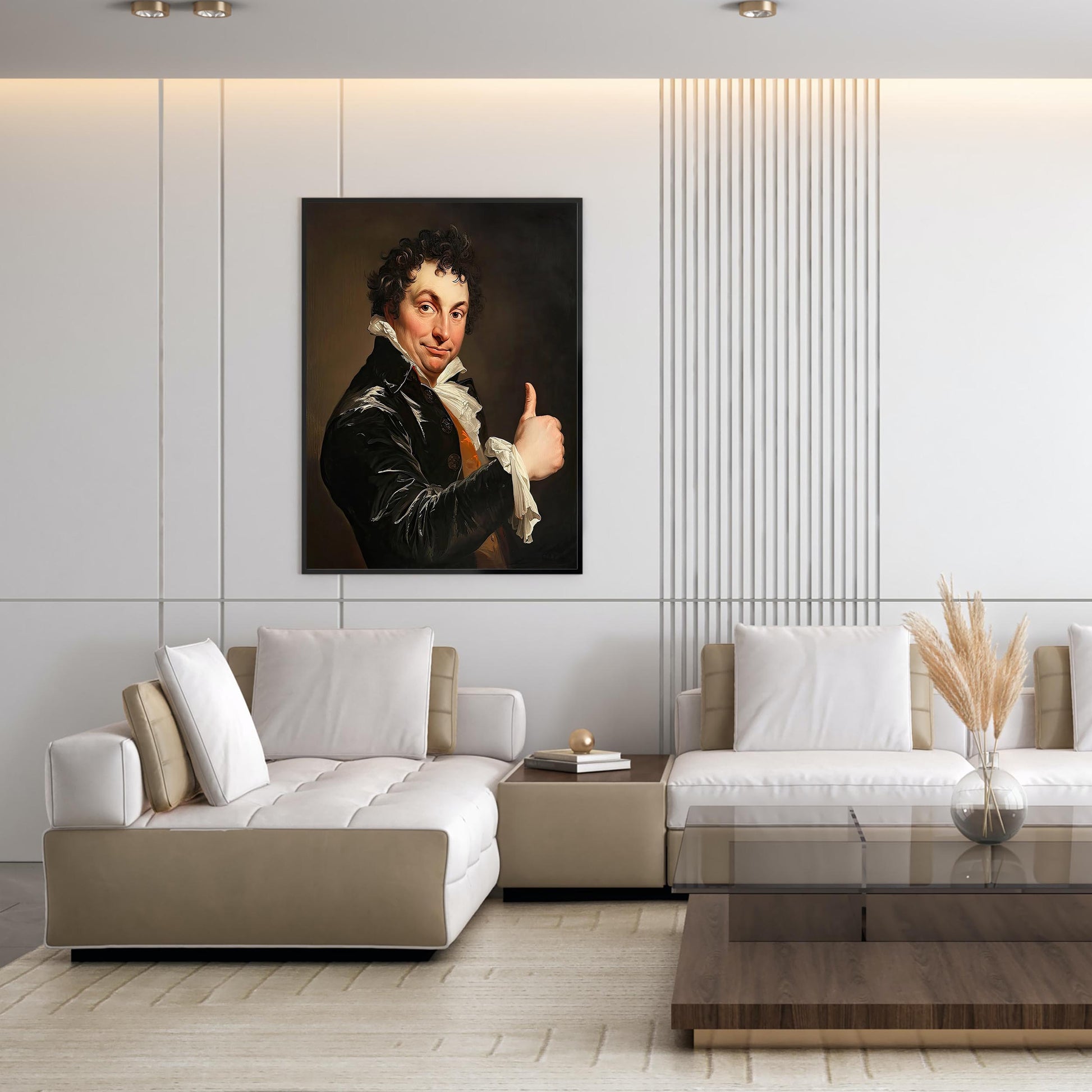 Funny Gentleman Thumbs Up Art Print, Bathroom Wall Decor