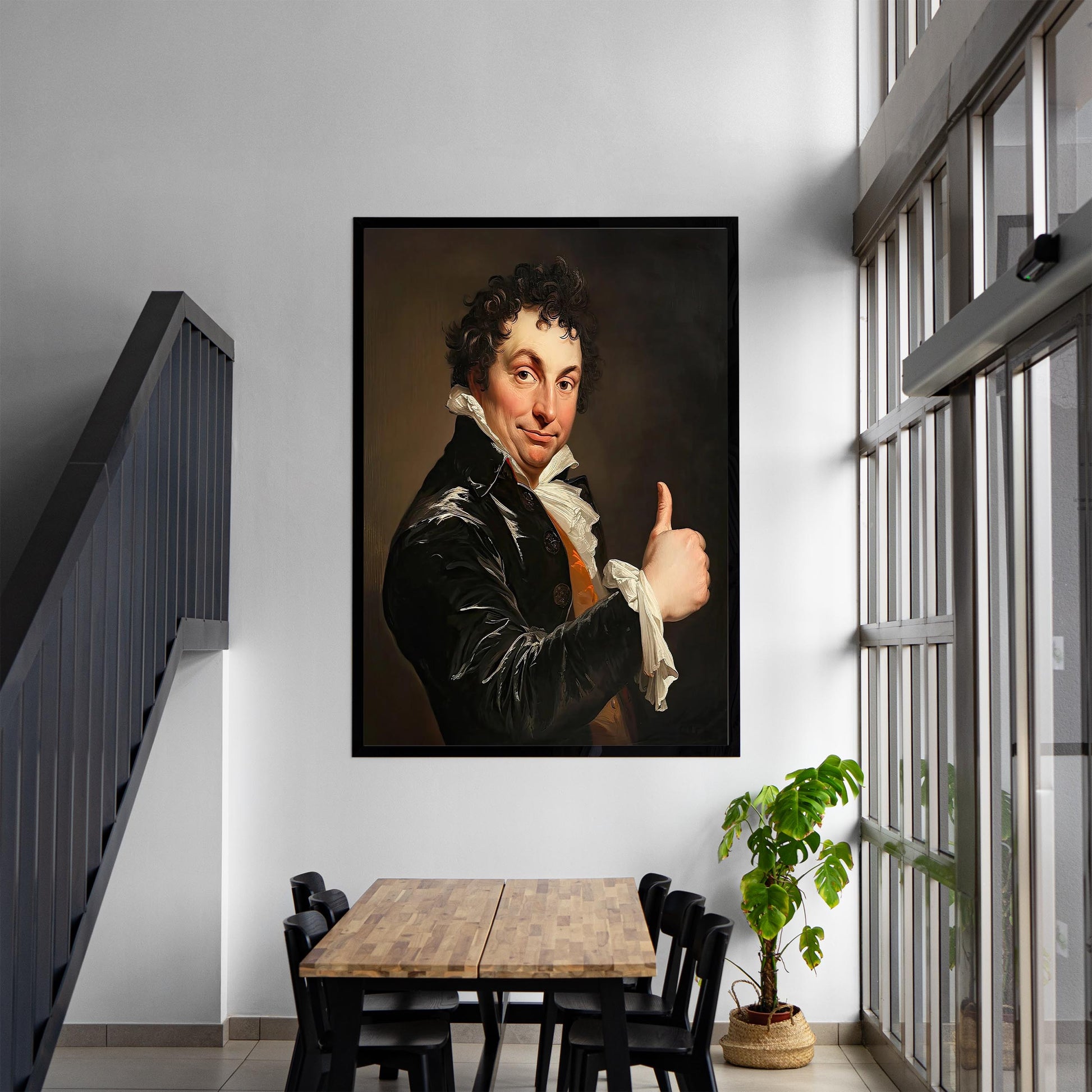 Funny Gentleman Thumbs Up Art Print, Bathroom Wall Decor