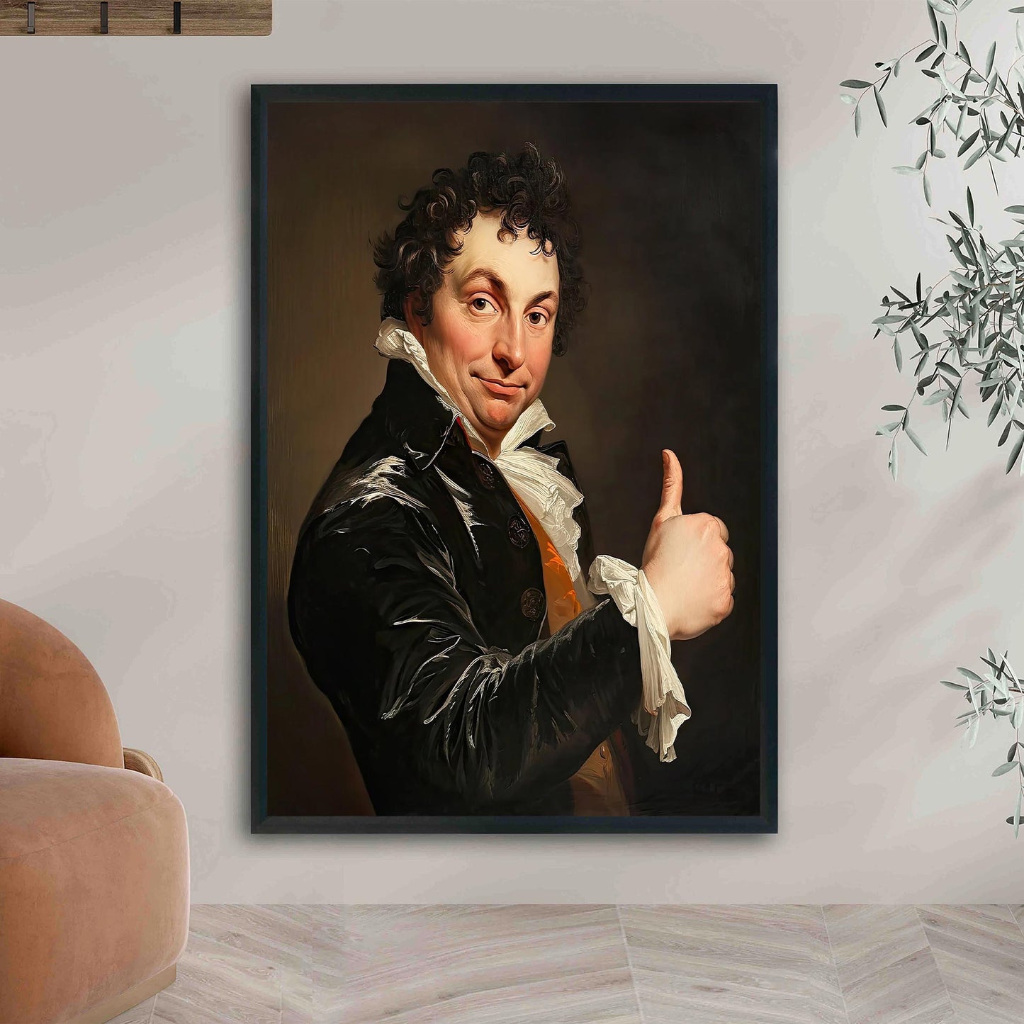 Funny Gentleman Thumbs Up Art Print, Bathroom Wall Decor