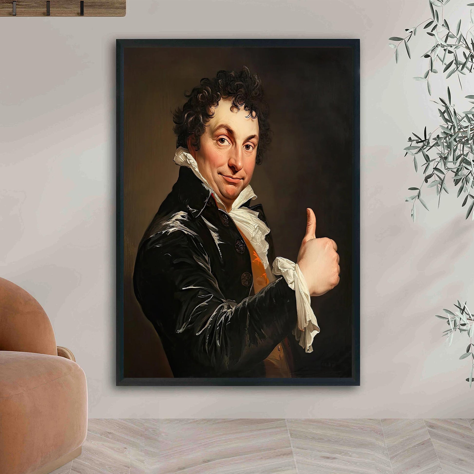 Funny Gentleman Thumbs Up Art Print, Bathroom Wall Decor