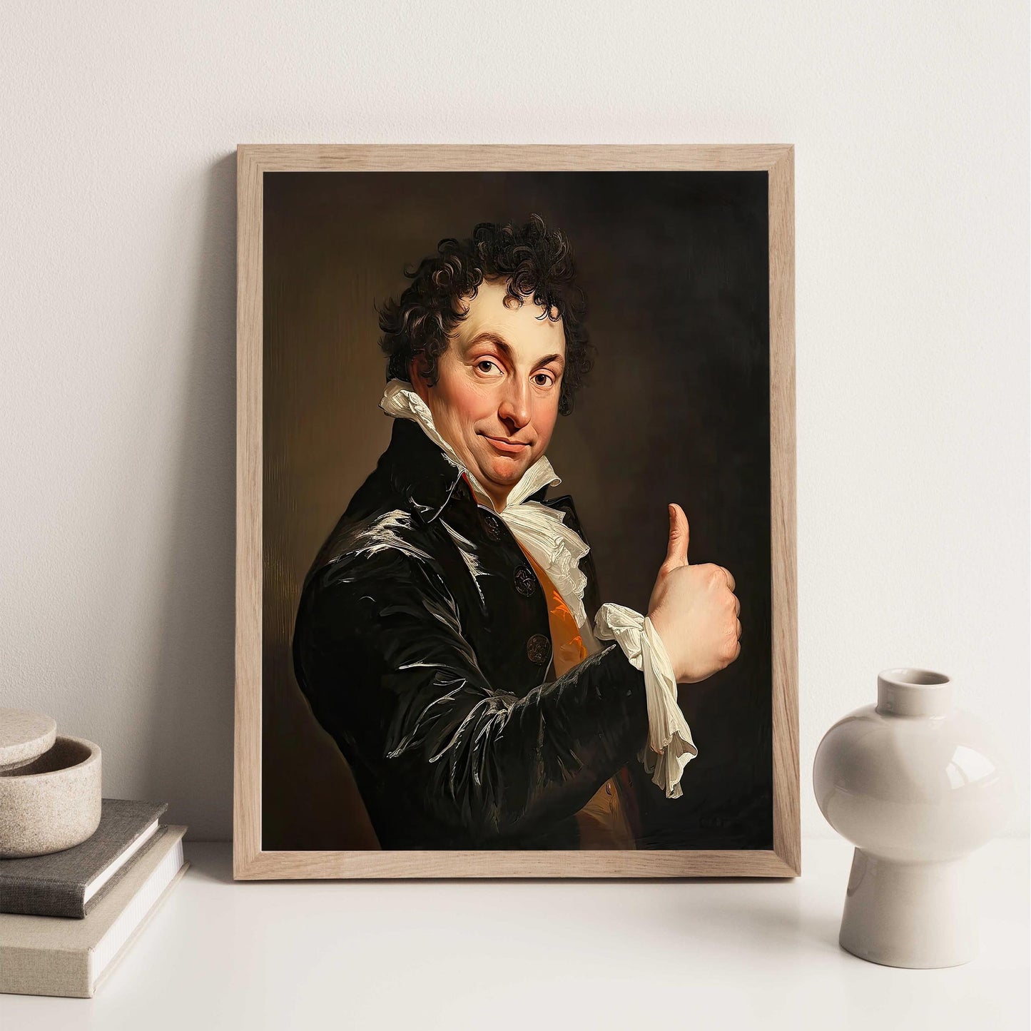 Funny Gentleman Thumbs Up Art Print, Bathroom Wall Decor