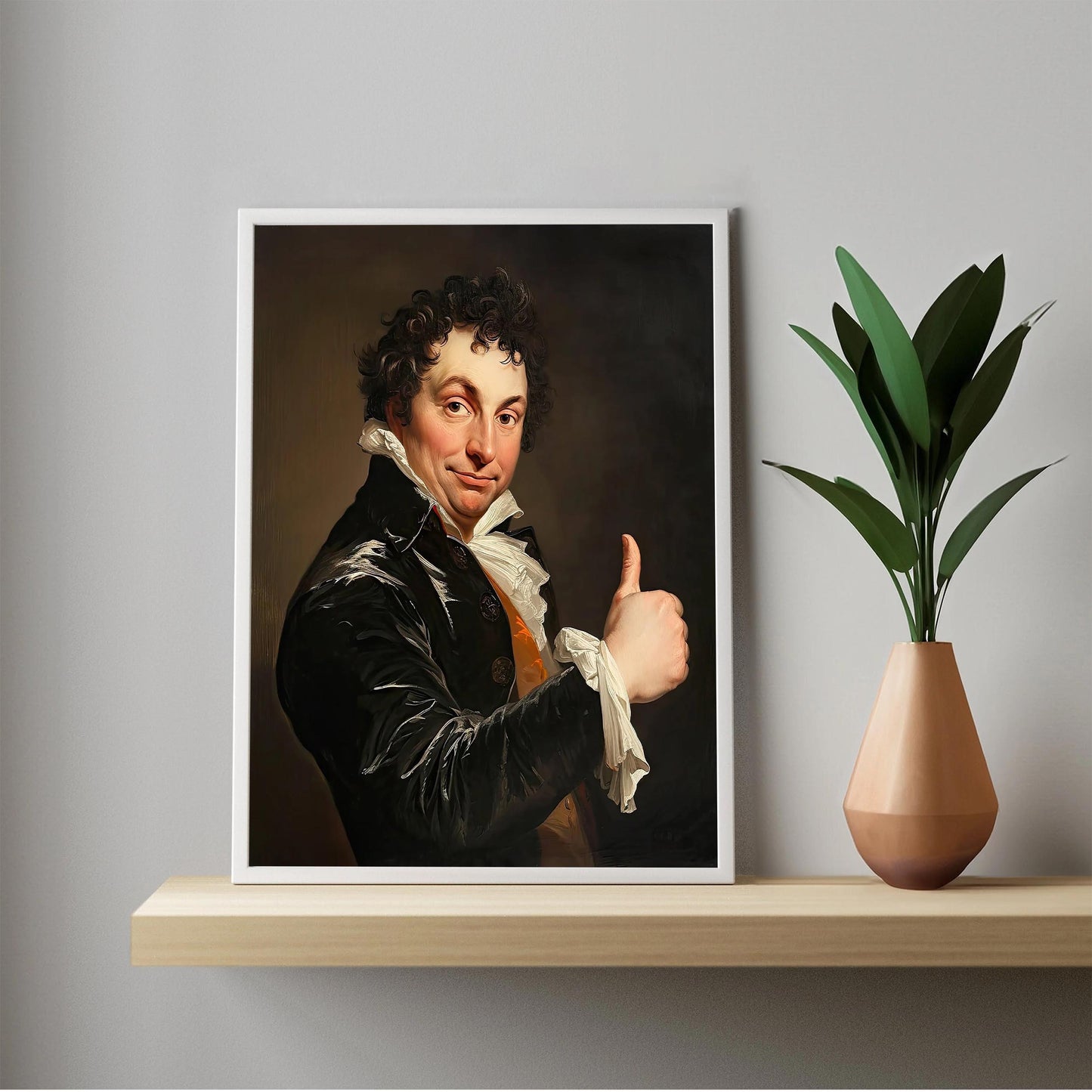 Funny Gentleman Thumbs Up Art Print, Bathroom Wall Decor