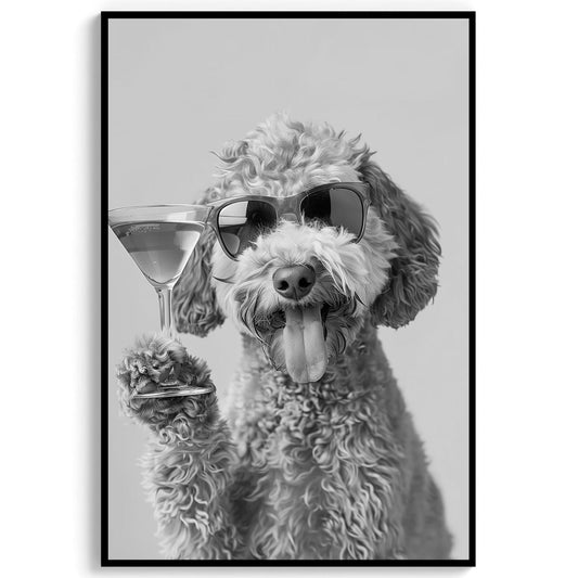 Funny Goldendoodle Martini Print Groodle Bar Cart Decor