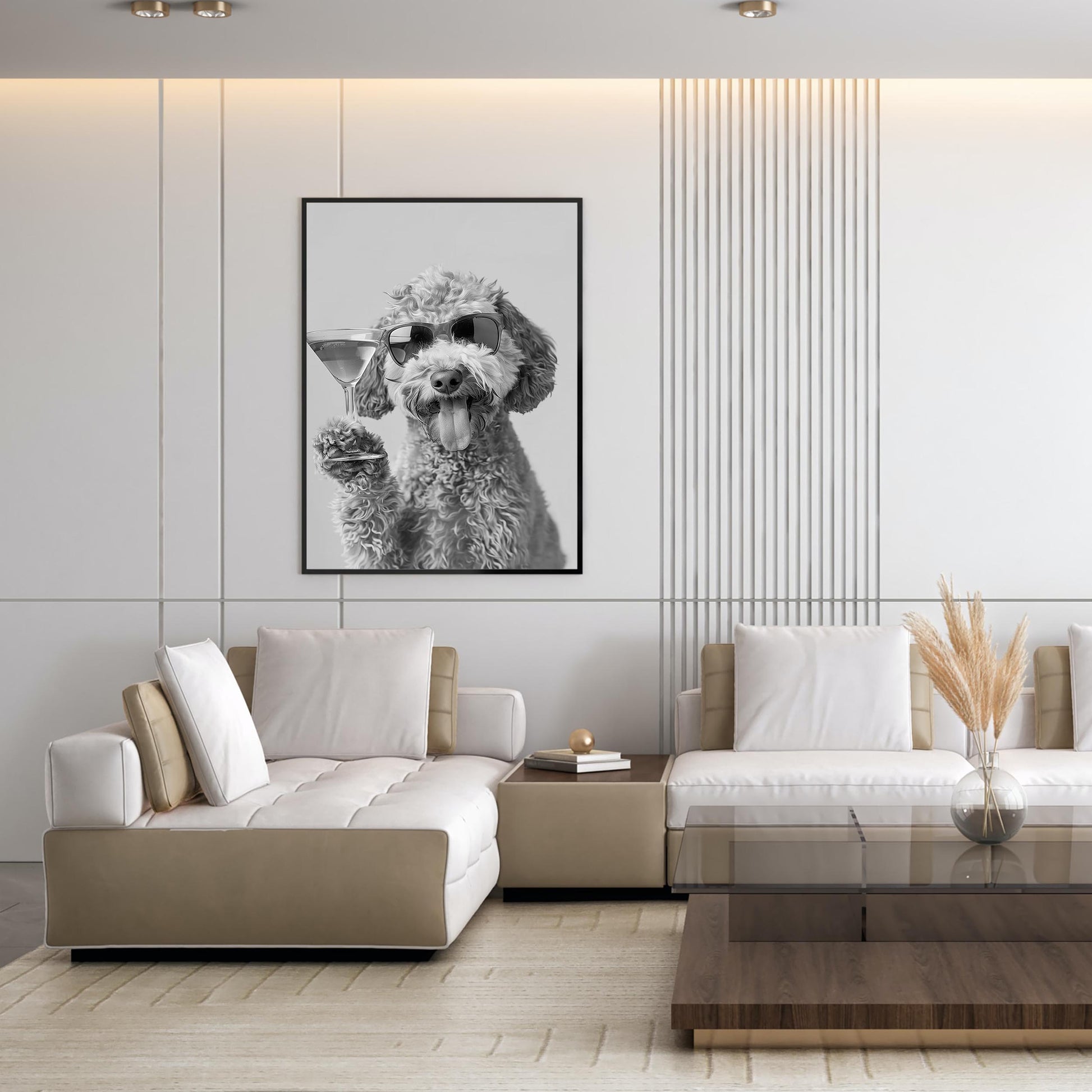 Funny Goldendoodle Martini Print Groodle Bar Cart Decor