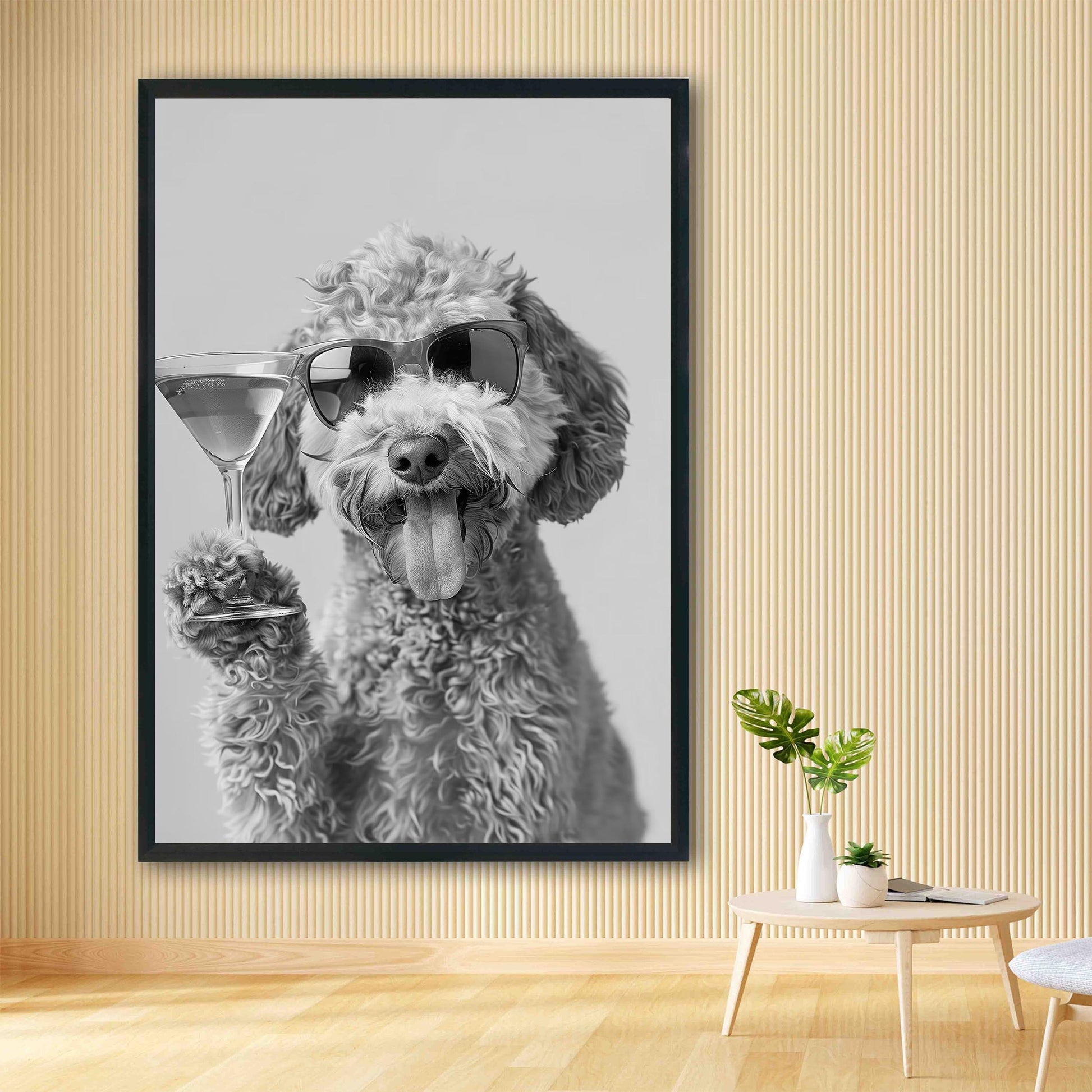 Funny Goldendoodle Martini Print Groodle Bar Cart Decor