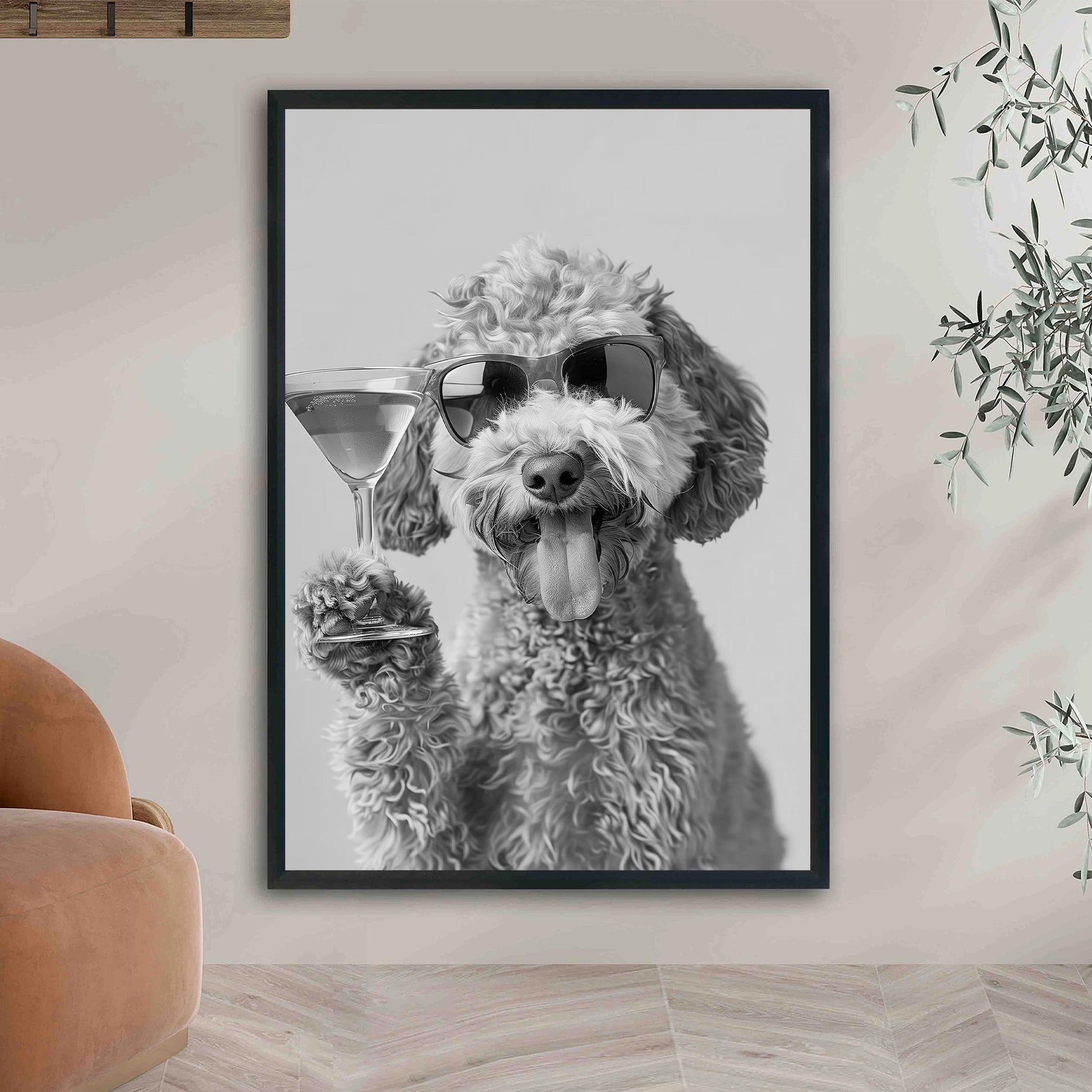 Funny Goldendoodle Martini Print Groodle Bar Cart Decor