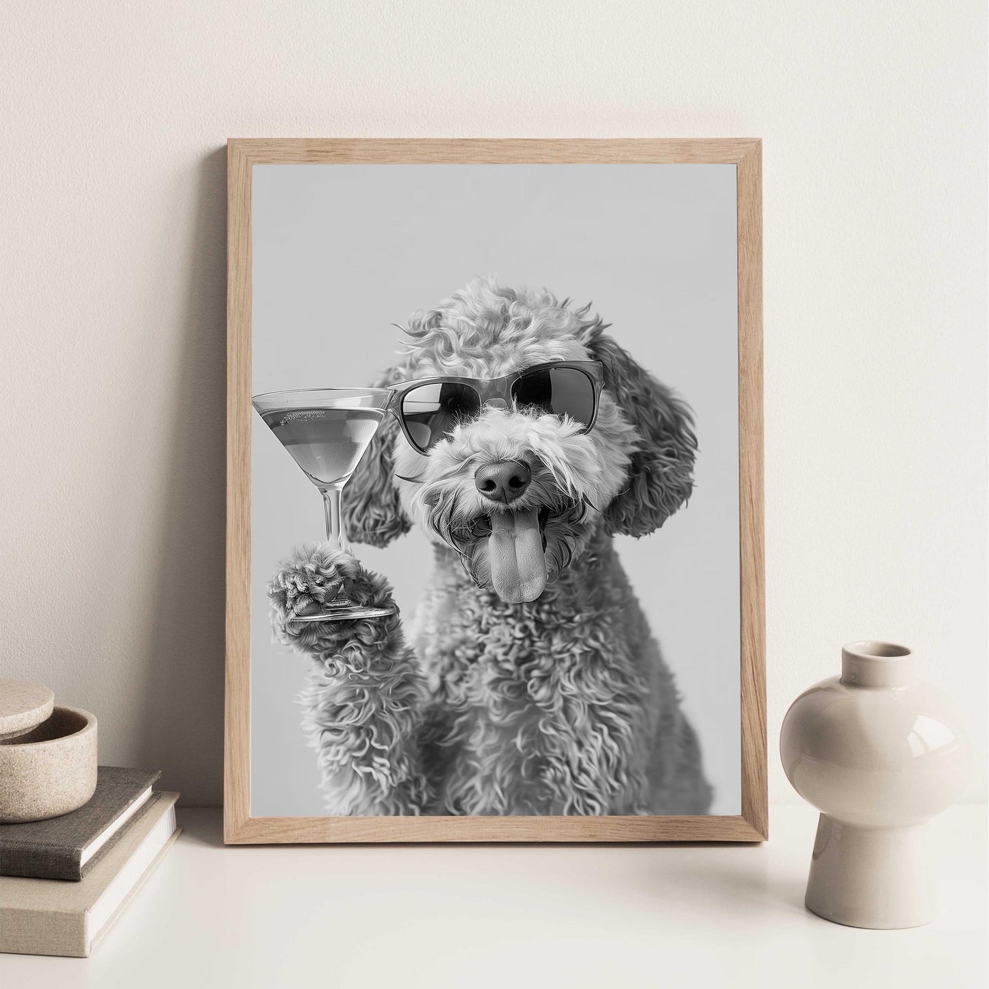 Funny Goldendoodle Martini Print Groodle Bar Cart Decor