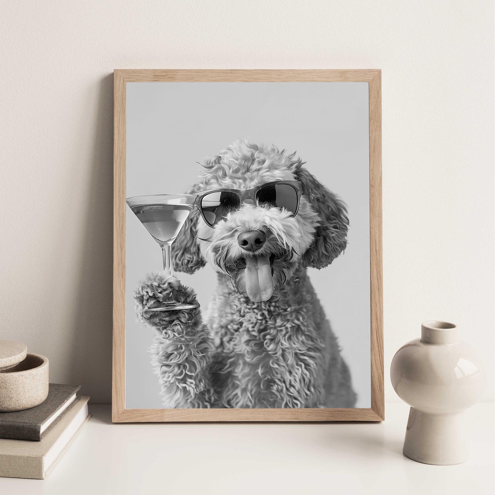Funny Goldendoodle Martini Print Groodle Bar Cart Decor