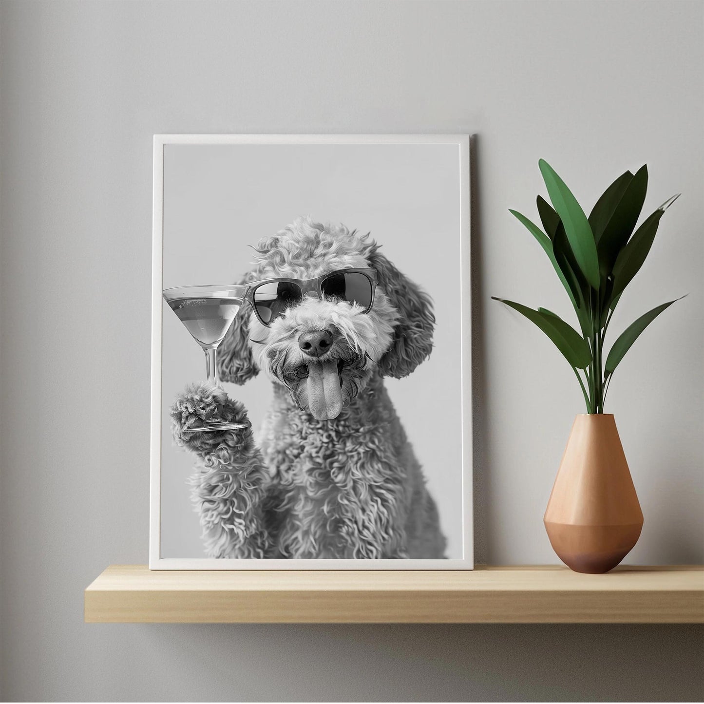 Funny Goldendoodle Martini Print Groodle Bar Cart Decor