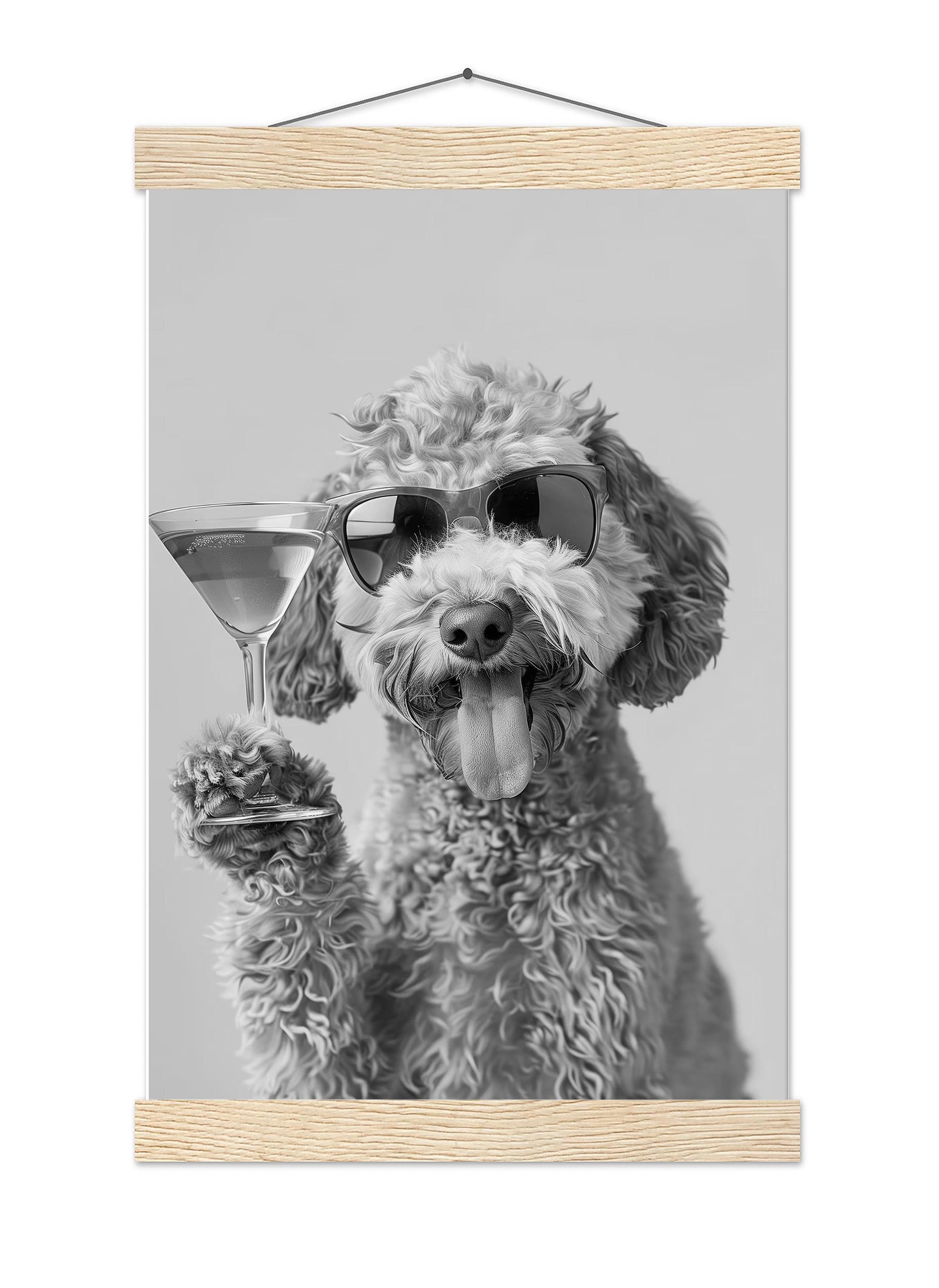 Funny Goldendoodle Martini Print Groodle Bar Cart Decor