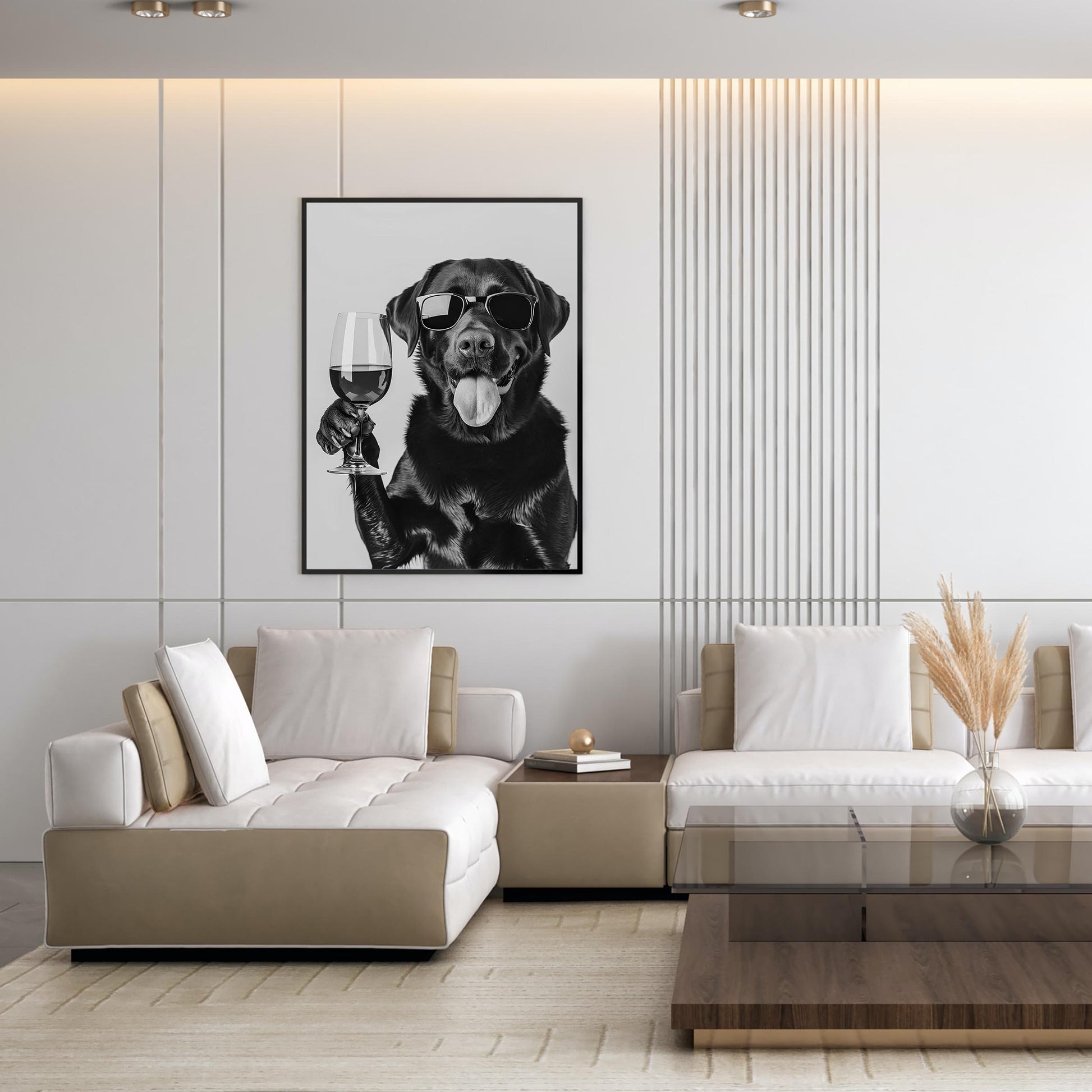 Funny Labrador Drinking Wine Art Print Black Lab Bar Cart Decor