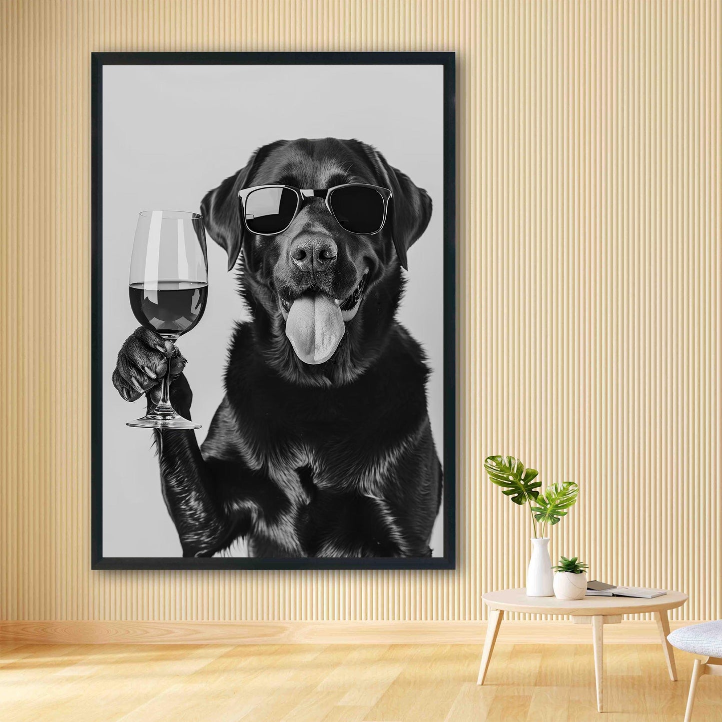 Funny Labrador Drinking Wine Art Print Black Lab Bar Cart Decor