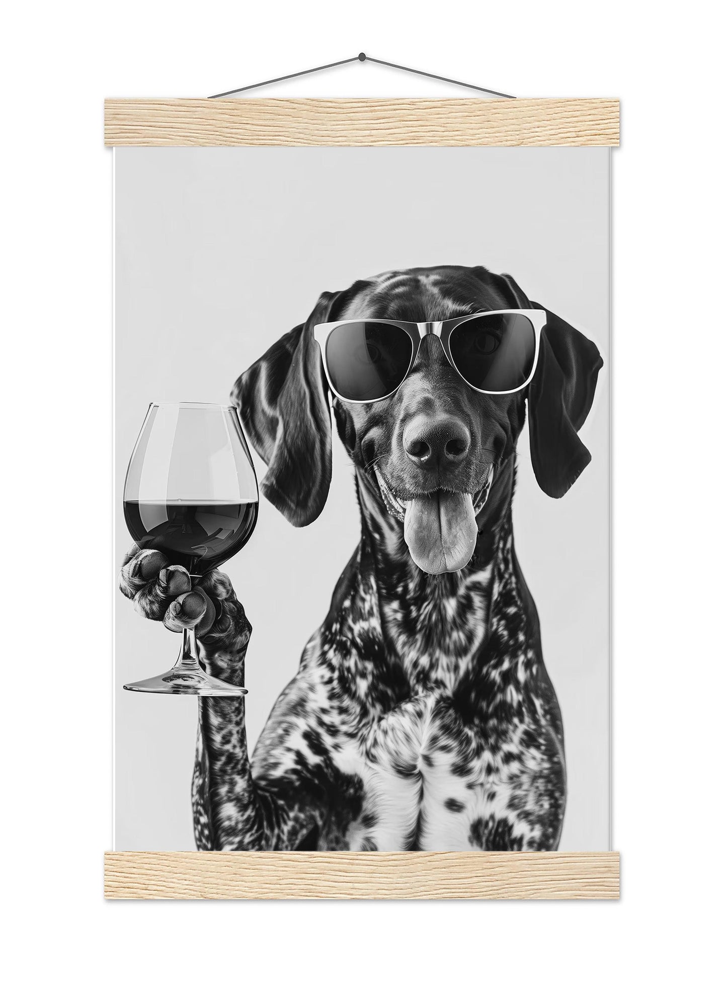 German Shorthaired Pointer Wine Wall Art Funny GSP Dog Print, Bar Cart Decor, Black and White Dog Poster