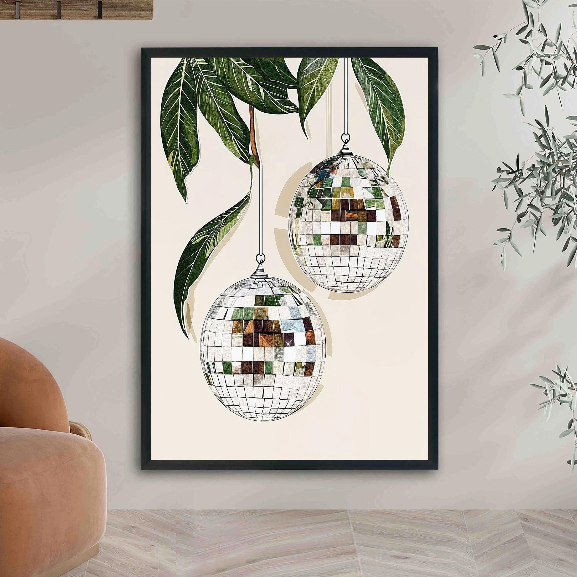 Glam Disco Ball Art Print, Trendy Dorm Decor