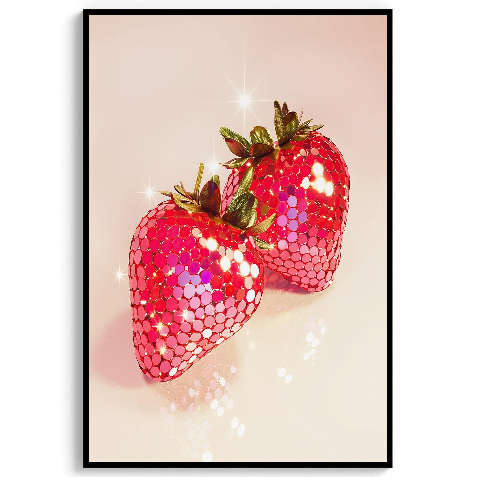 Glam Disco Ball Strawberry Art Print, Trendy Dorm Decor