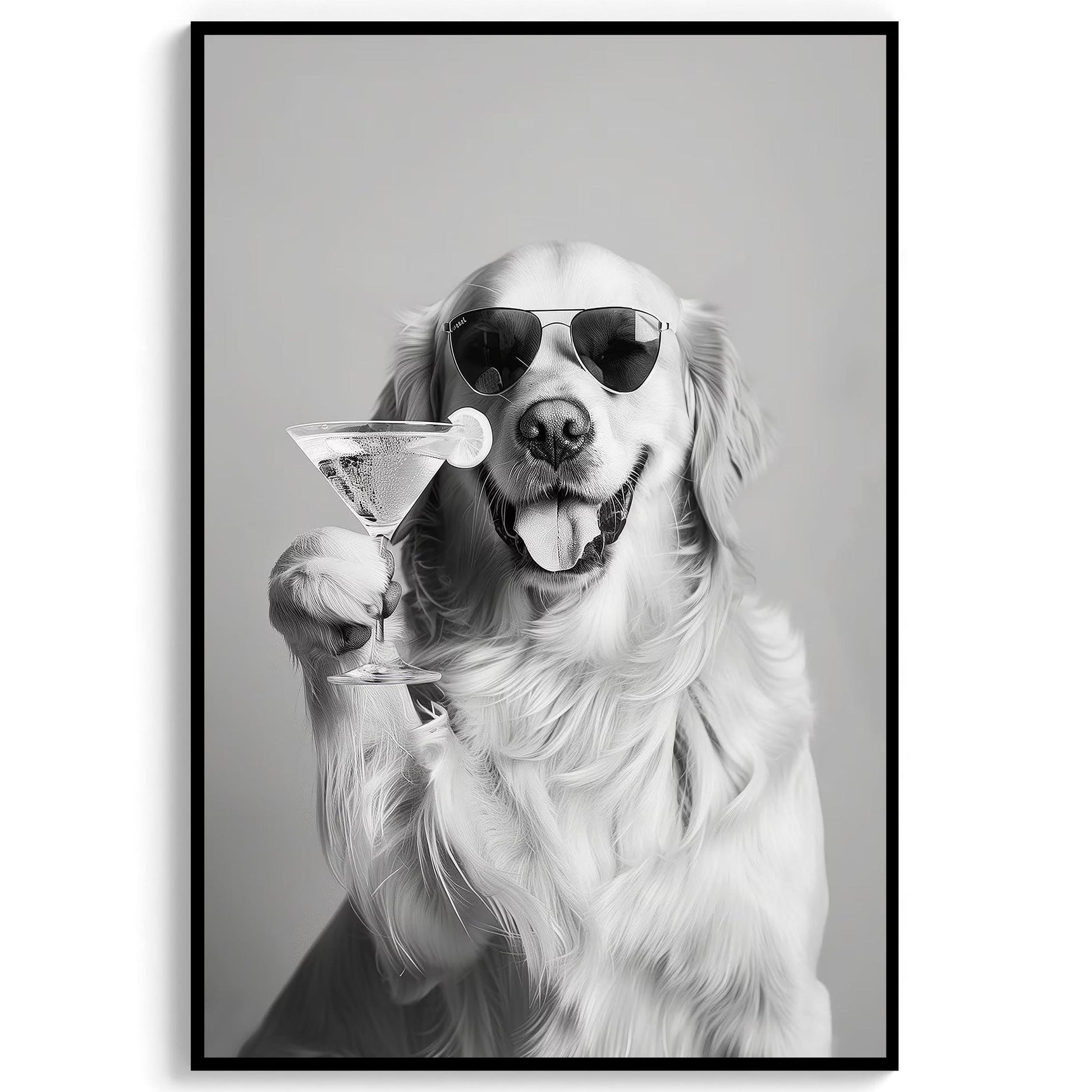 Golden Retriever Cocktail Print Dog Martini Kitchen Print, Funny Dog Poster, Bar Cart Decor