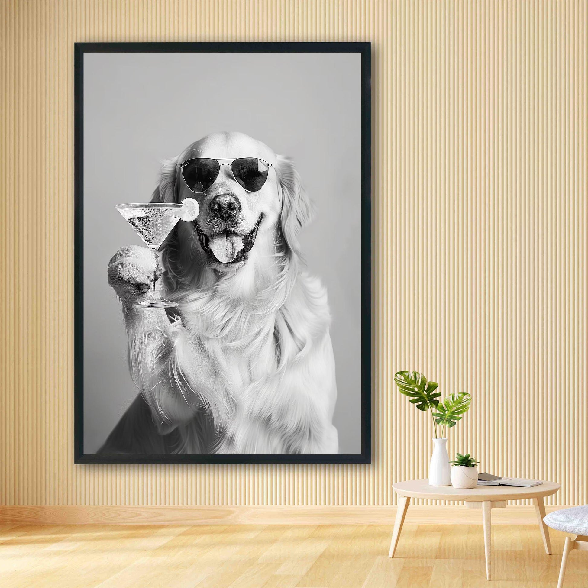 Golden Retriever Cocktail Print Dog Martini Kitchen Print, Funny Dog Poster, Bar Cart Decor