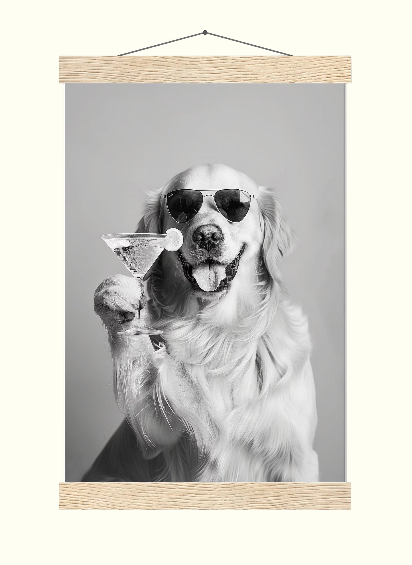 Golden Retriever Cocktail Print Dog Martini Kitchen Print, Funny Dog Poster, Bar Cart Decor