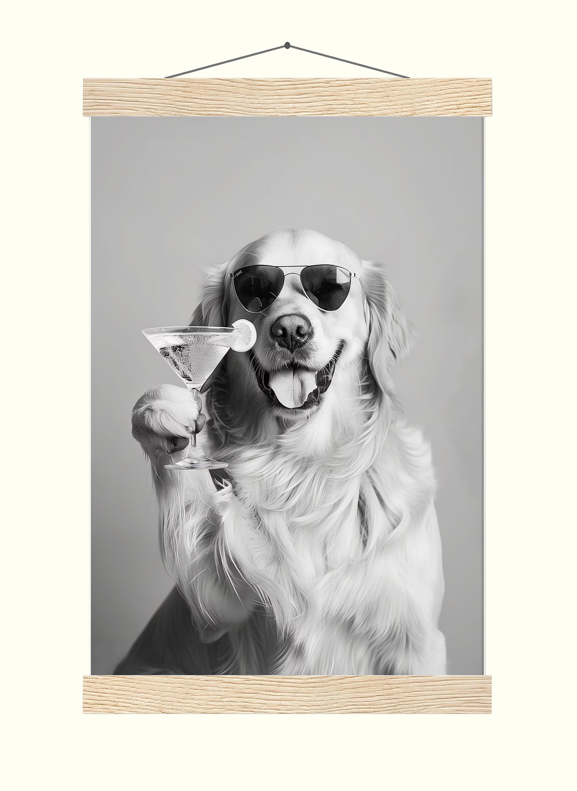 Golden Retriever Cocktail Print Dog Martini Kitchen Print, Funny Dog Poster, Bar Cart Decor