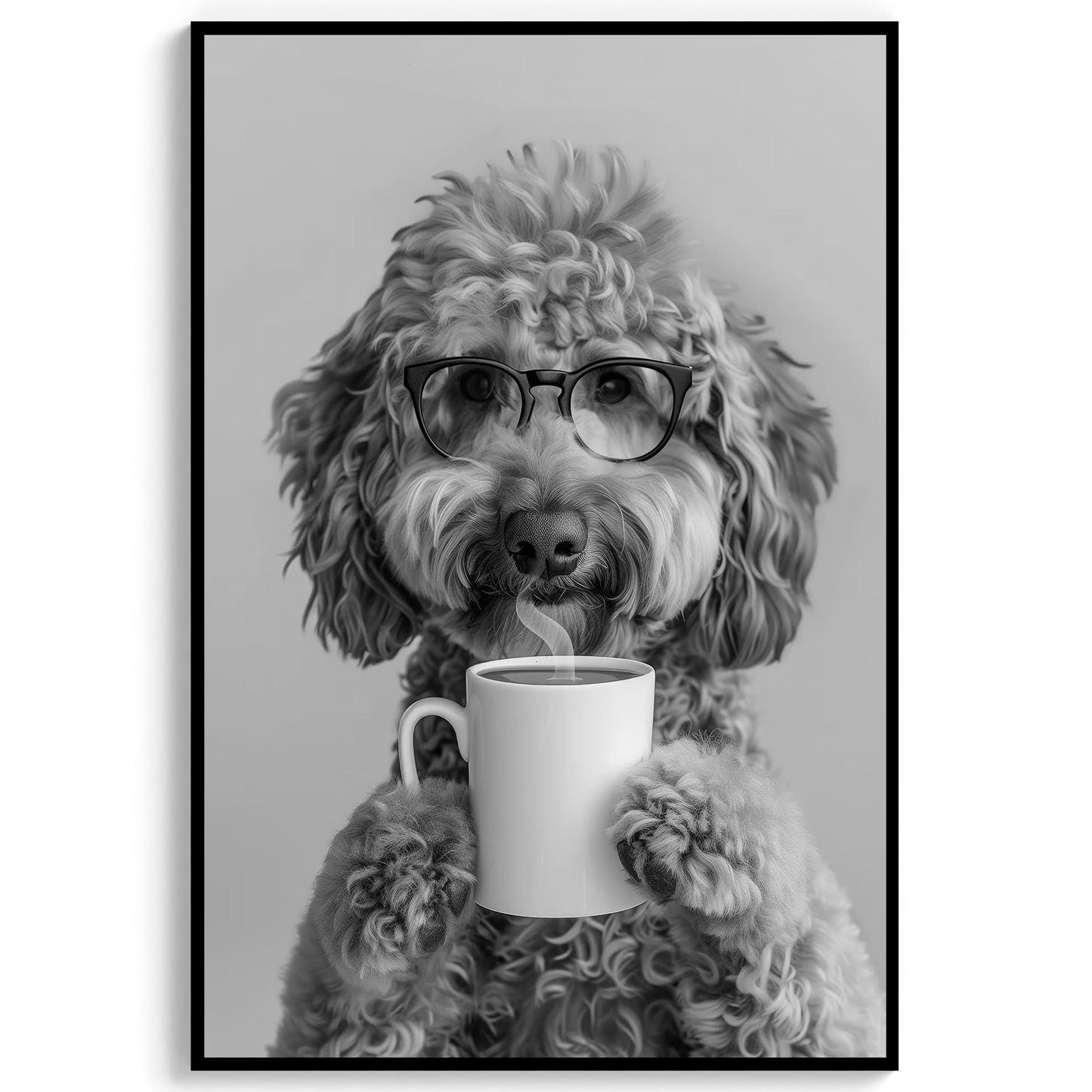 Goldendoodle Coffee Wall Art Funny Doodle Dog Print, Coffee Bar Decor, Black and White Kitchen Poster
