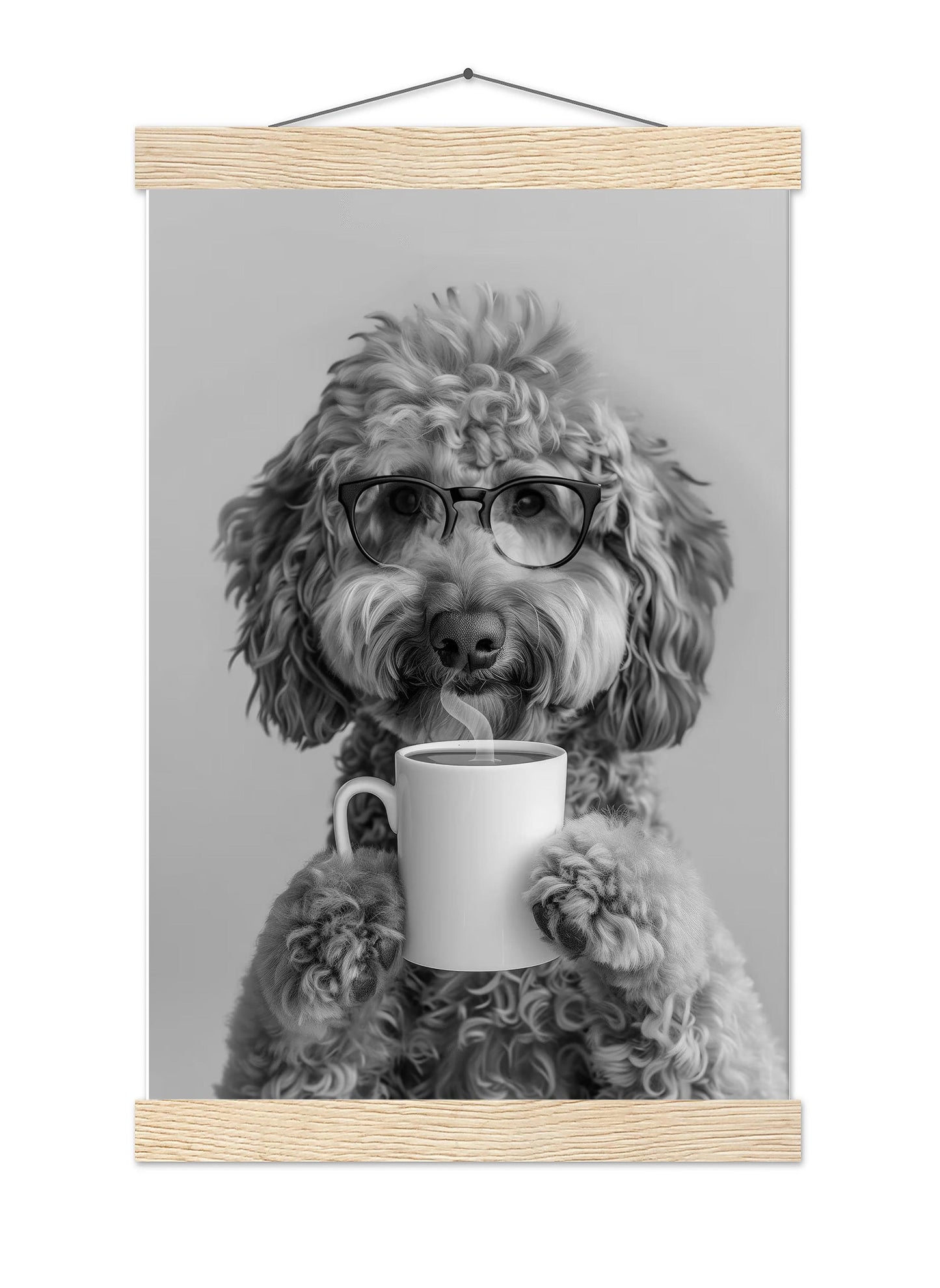 Goldendoodle Coffee Wall Art Funny Doodle Dog Print, Coffee Bar Decor, Black and White Kitchen Poster