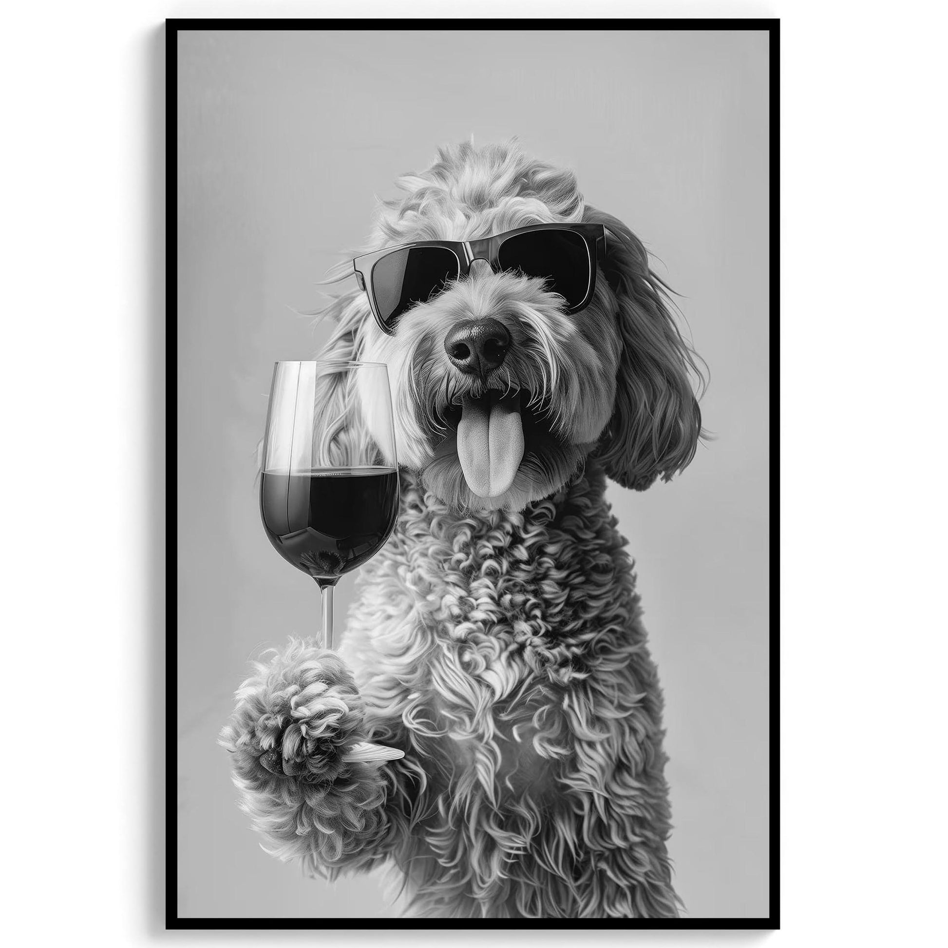Goldendoodle Wine Print, Funny Dog Poster, Doodle Bar Cart Print, Trendy Kitchen Wall Decor