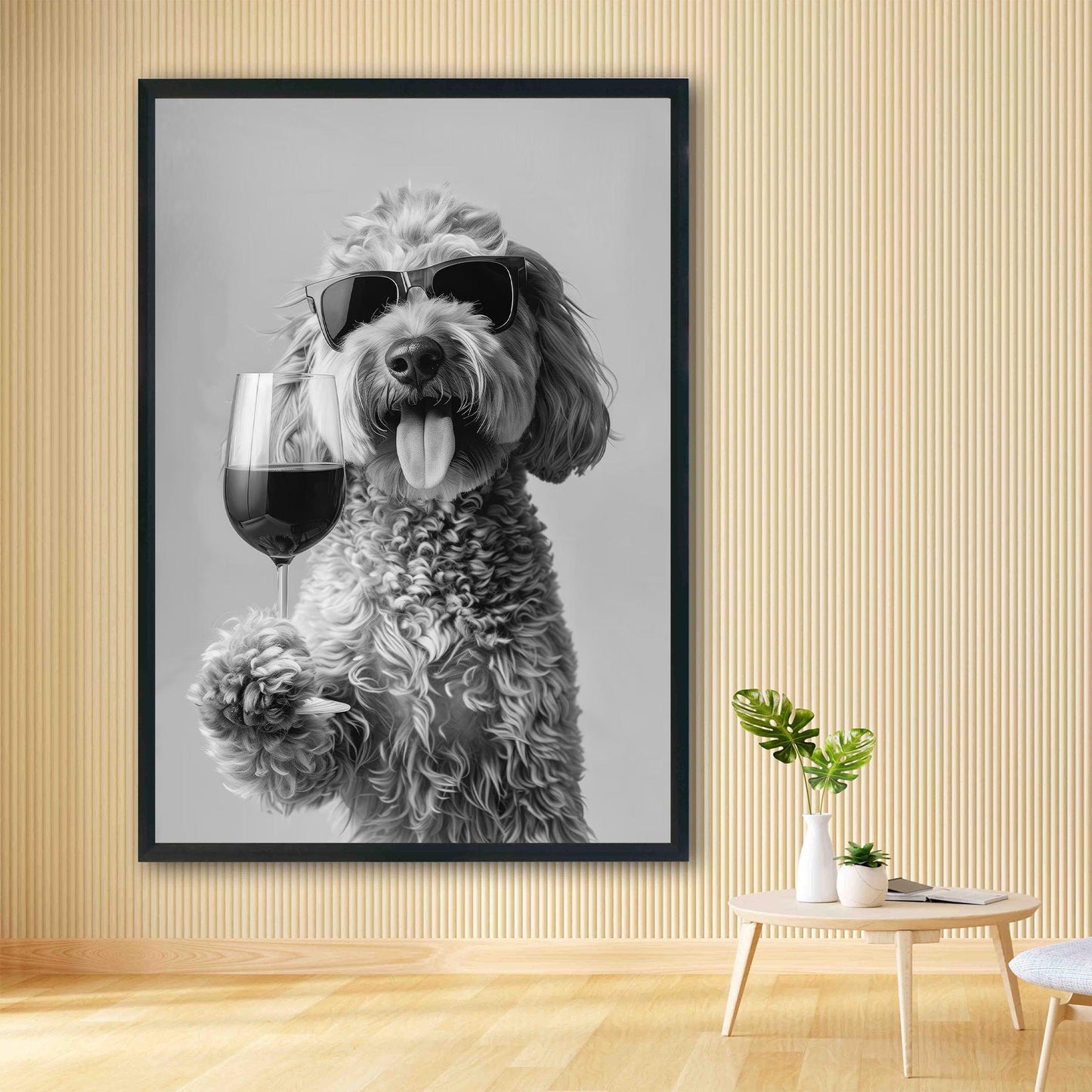 Goldendoodle Wine Print, Funny Dog Poster, Doodle Bar Cart Print, Trendy Kitchen Wall Decor