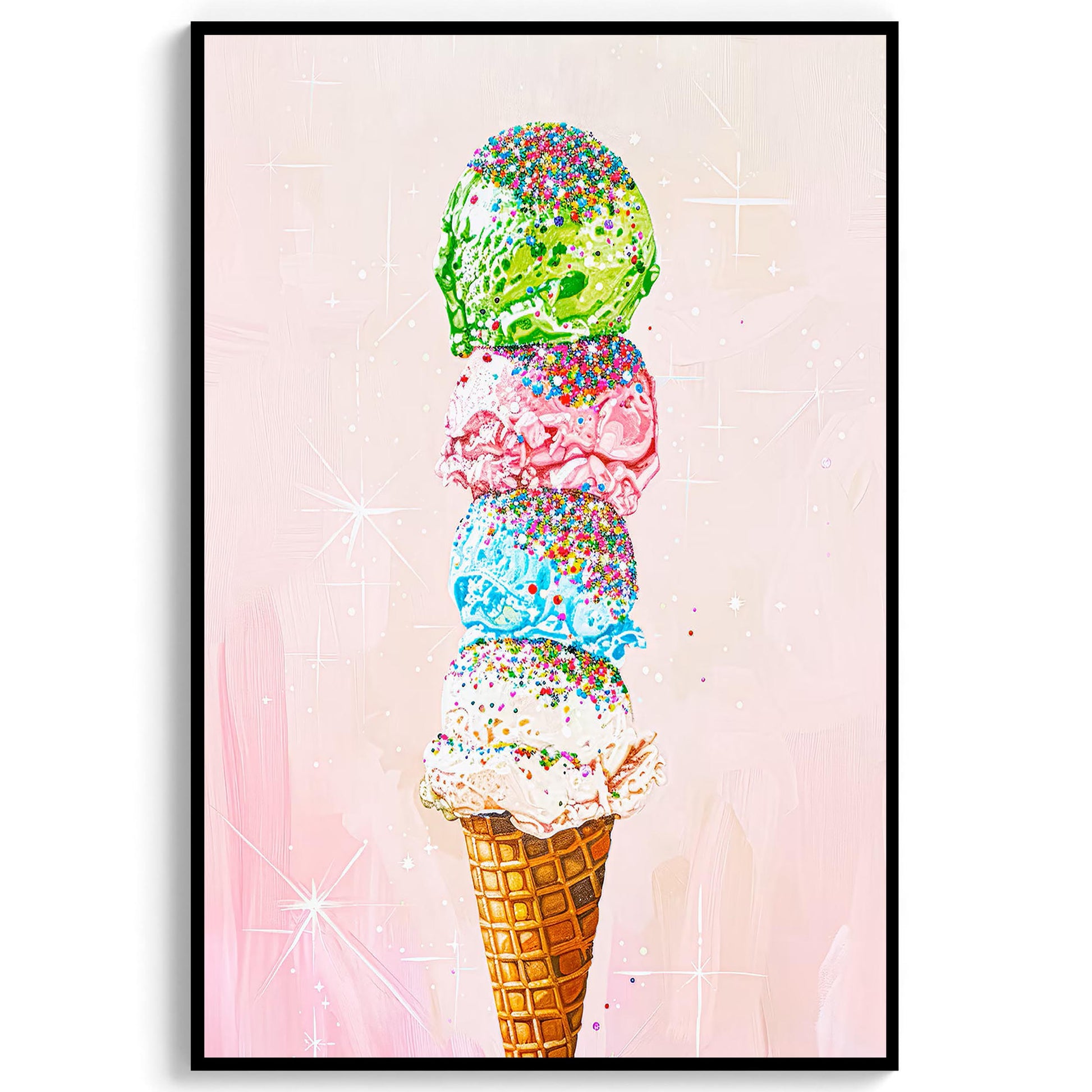 Ice Cream Sprinkles Art Print, Vintage Foodie Poster