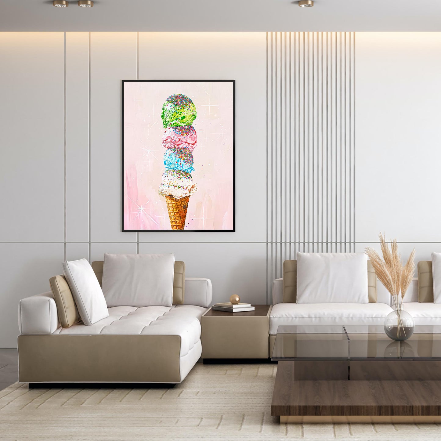 Ice Cream Sprinkles Art Print, Vintage Foodie Poster