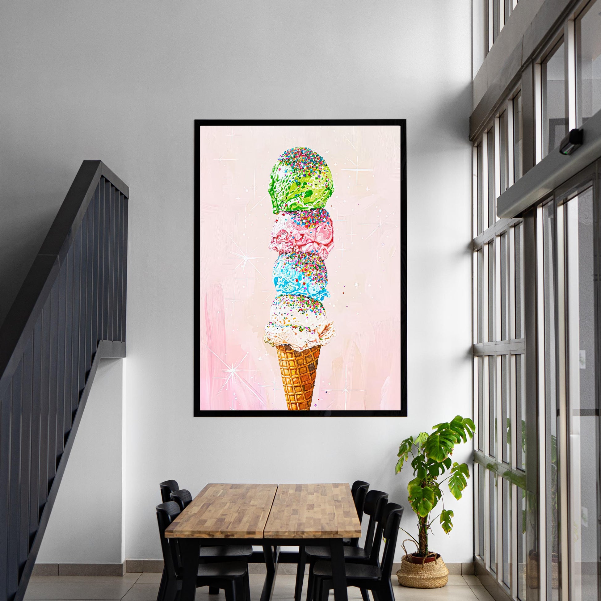 Ice Cream Sprinkles Art Print, Vintage Foodie Poster