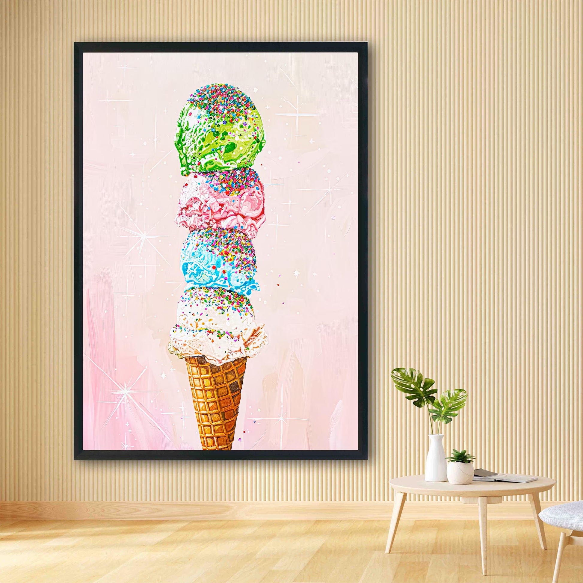 Ice Cream Sprinkles Art Print, Vintage Foodie Poster