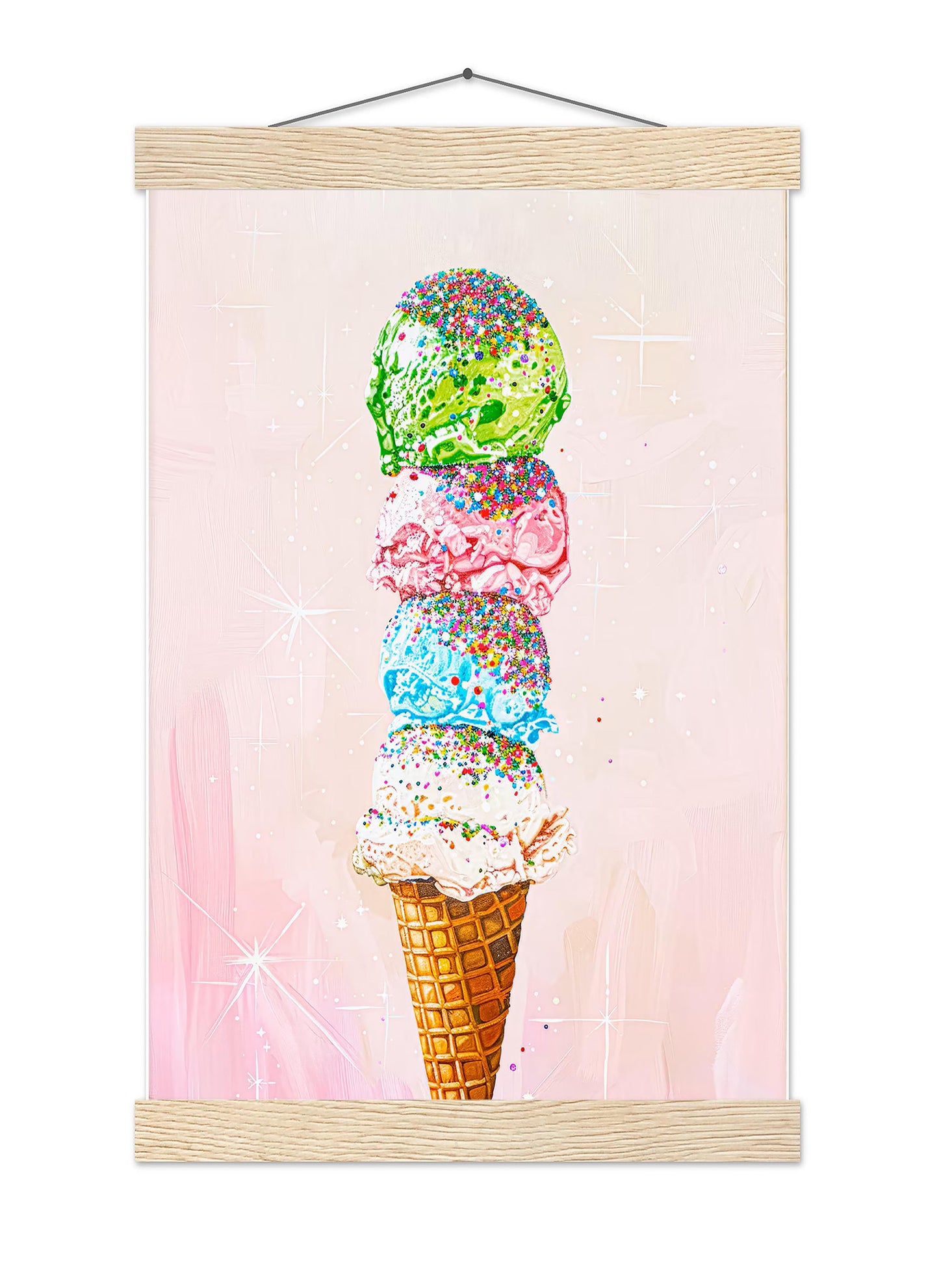 Ice Cream Sprinkles Art Print, Vintage Foodie Poster