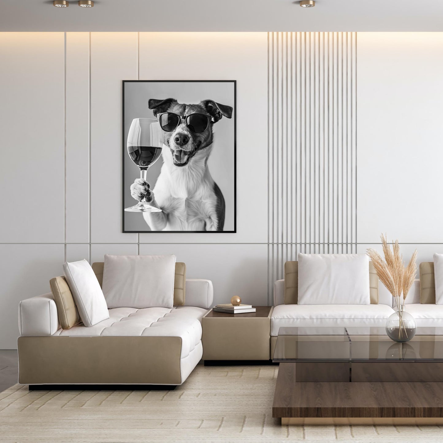 Jack Russell Drinking Wine Print Bar Cart Print, Funny Dog Poster, Trendy Kitchen Decor - Black and White Wall Art