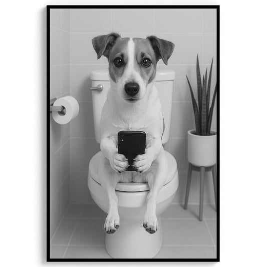 Jack Russell Toilet Print, Funny Bathroom Wall Art, Dog Poster, Trendy Dog Art, Bathroom Wall Decor