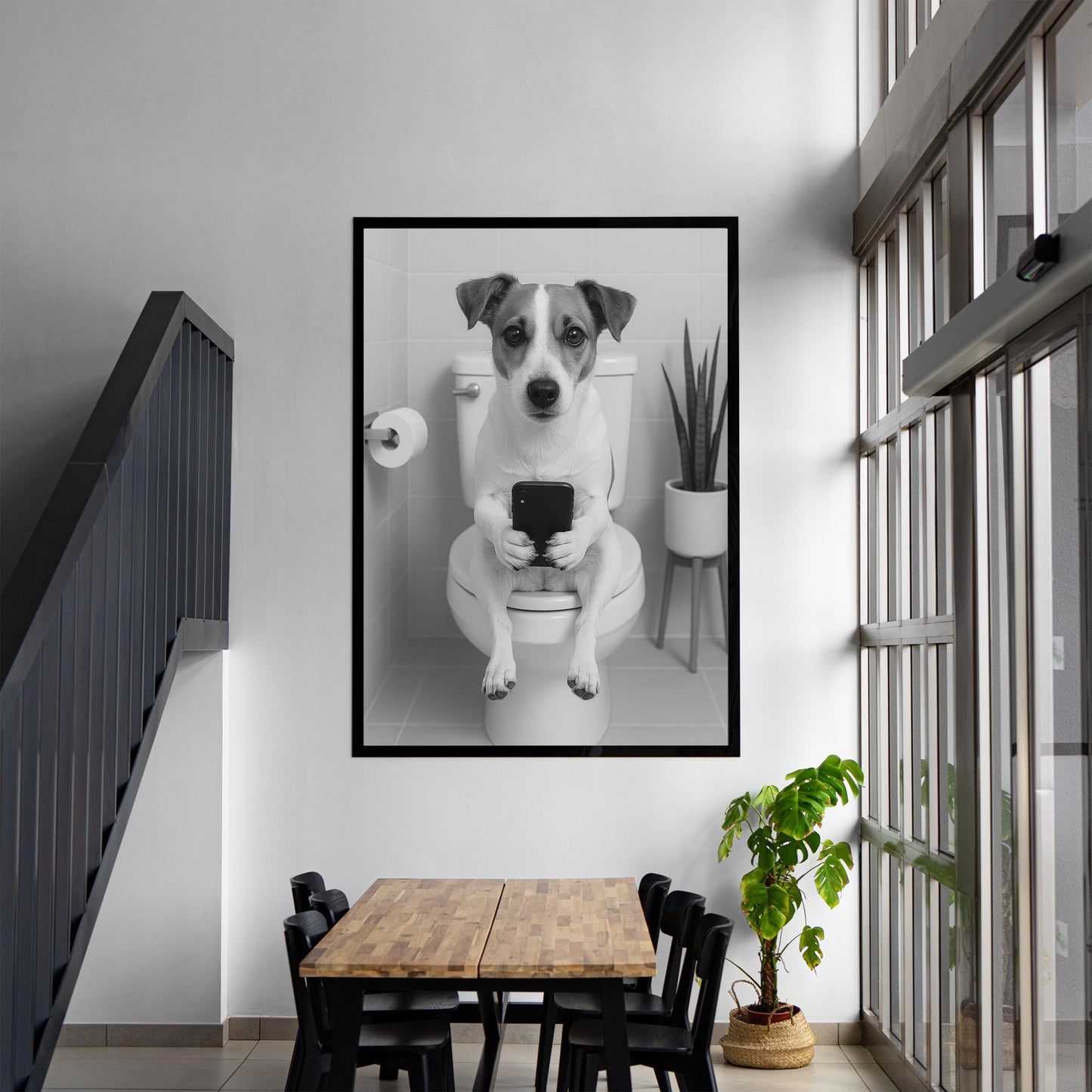 Jack Russell Toilet Print, Funny Bathroom Wall Art, Dog Poster, Trendy Dog Art, Bathroom Wall Decor