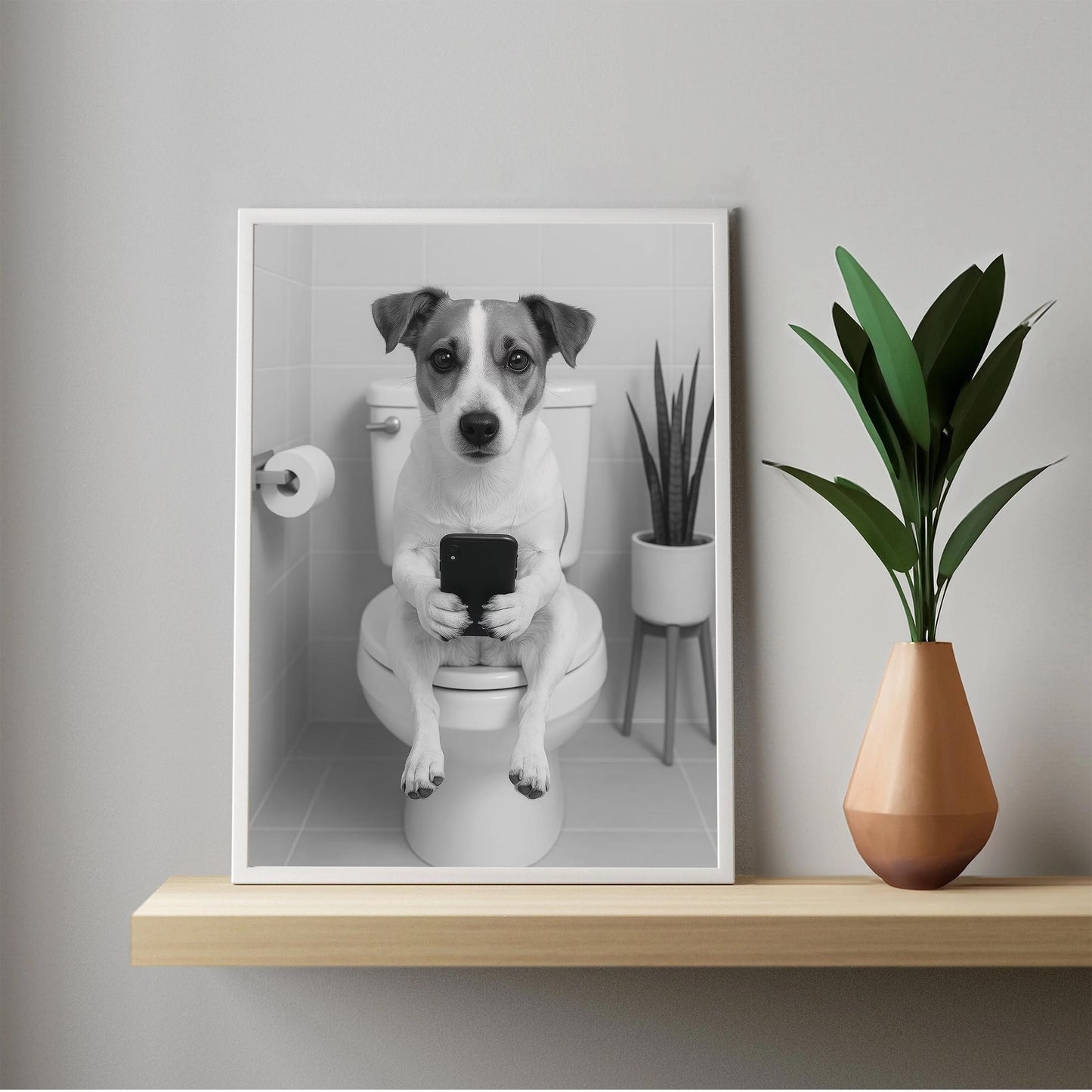 Jack Russell Toilet Print, Funny Bathroom Wall Art, Dog Poster, Trendy Dog Art, Bathroom Wall Decor
