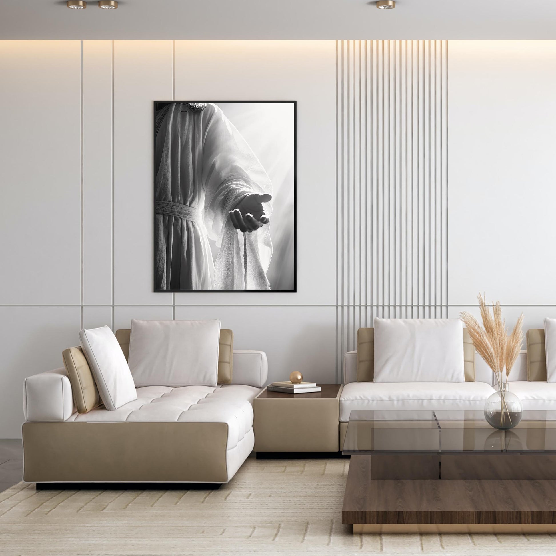 Jesus Art Print, Modern Black and White Religious Decor