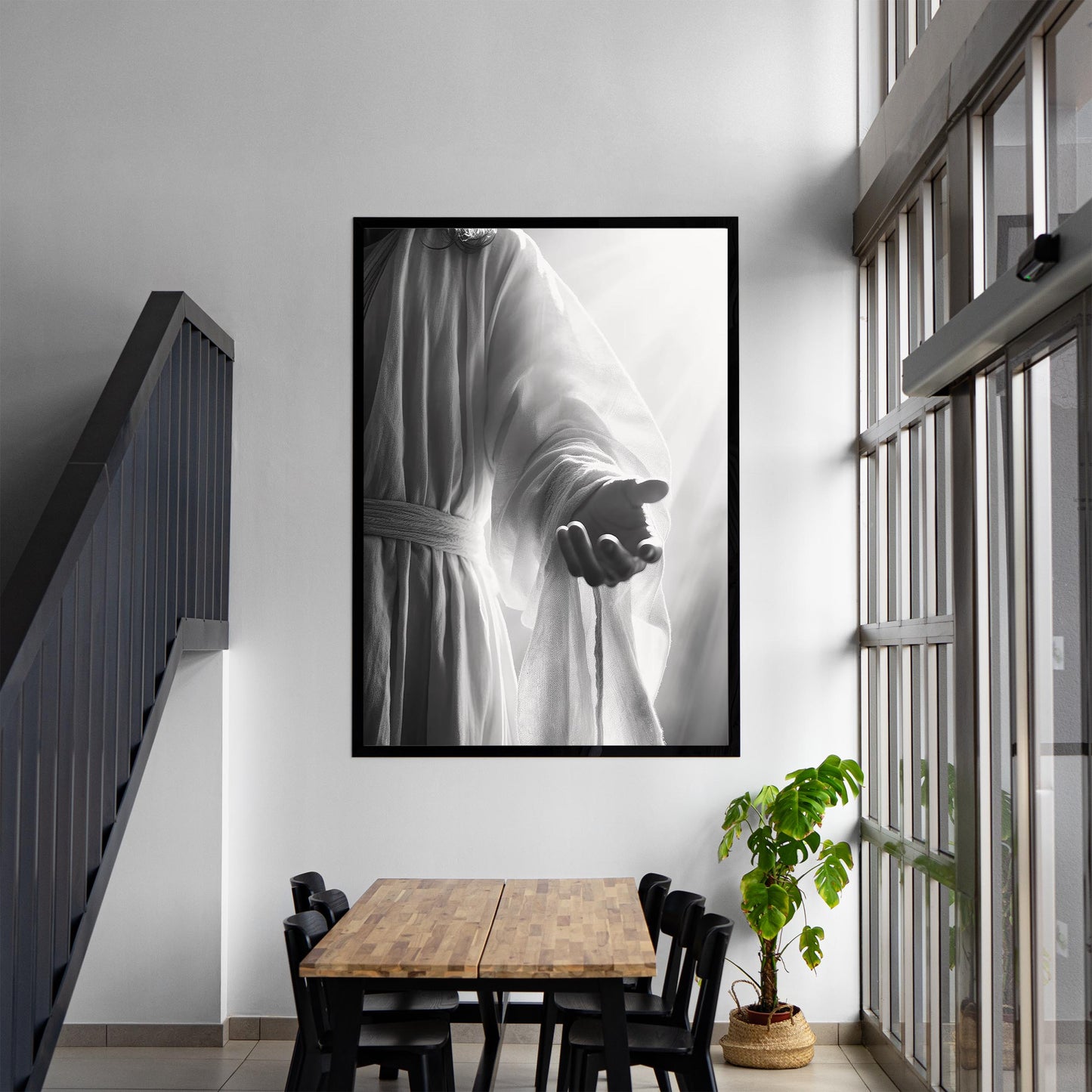 Jesus Art Print, Modern Black and White Religious Decor