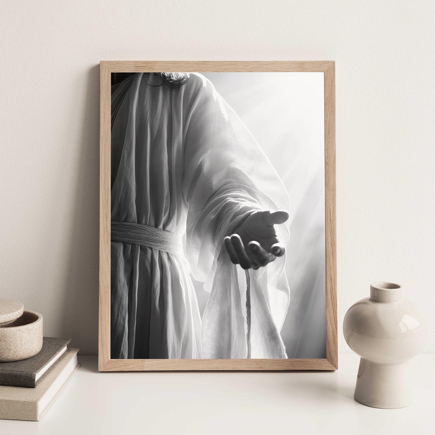 Jesus Art Print, Modern Black and White Religious Decor