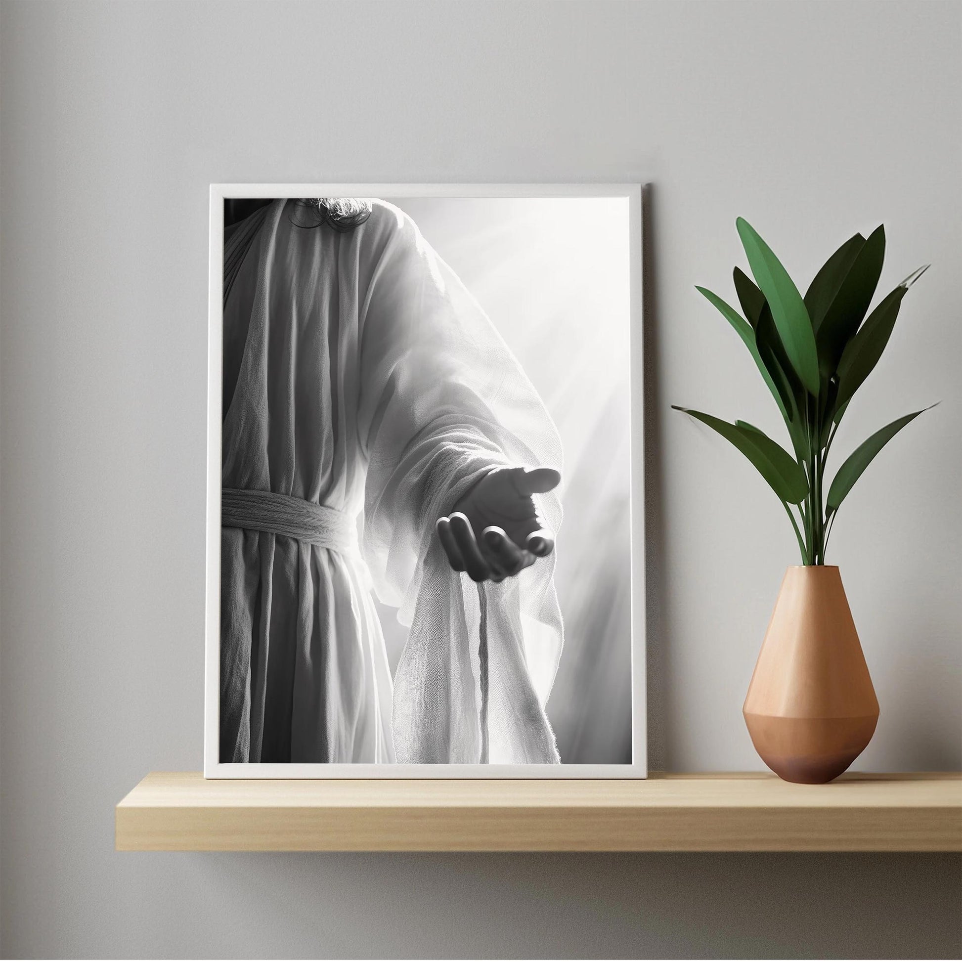Jesus Art Print, Modern Black and White Religious Decor