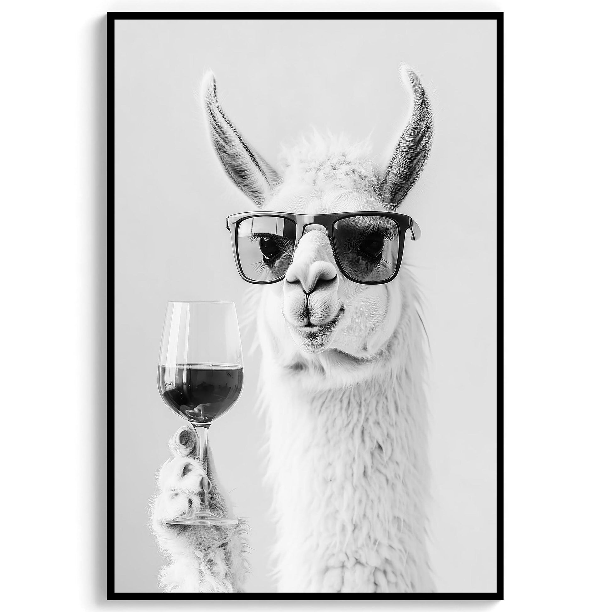 Llama Drinking Wine Art Print, Funny Bar Cart Decor