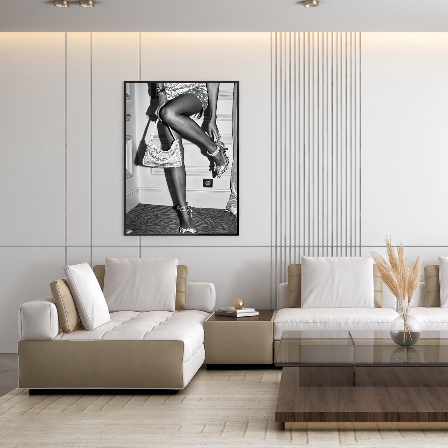 Luxury Fashion Print, Black and White Glamour